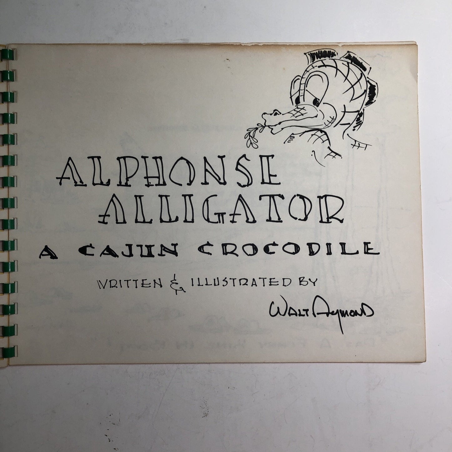 1984 ALPHONSE ALLIGATOR by Walt Aymond Author & Illustrator Signed Louisiana