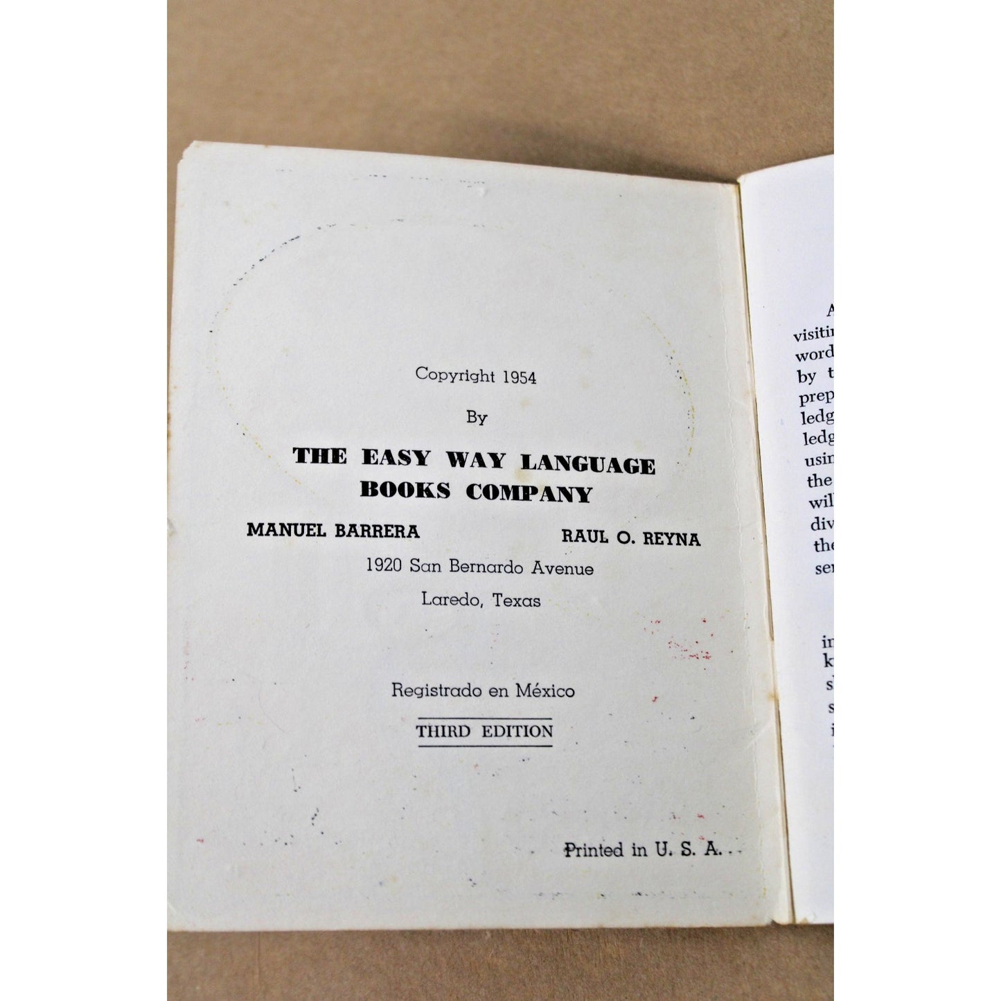 Vintage 1954 "Spanish The Easy Way" Mexico Tourist Guide Mini Book 3rd Edition