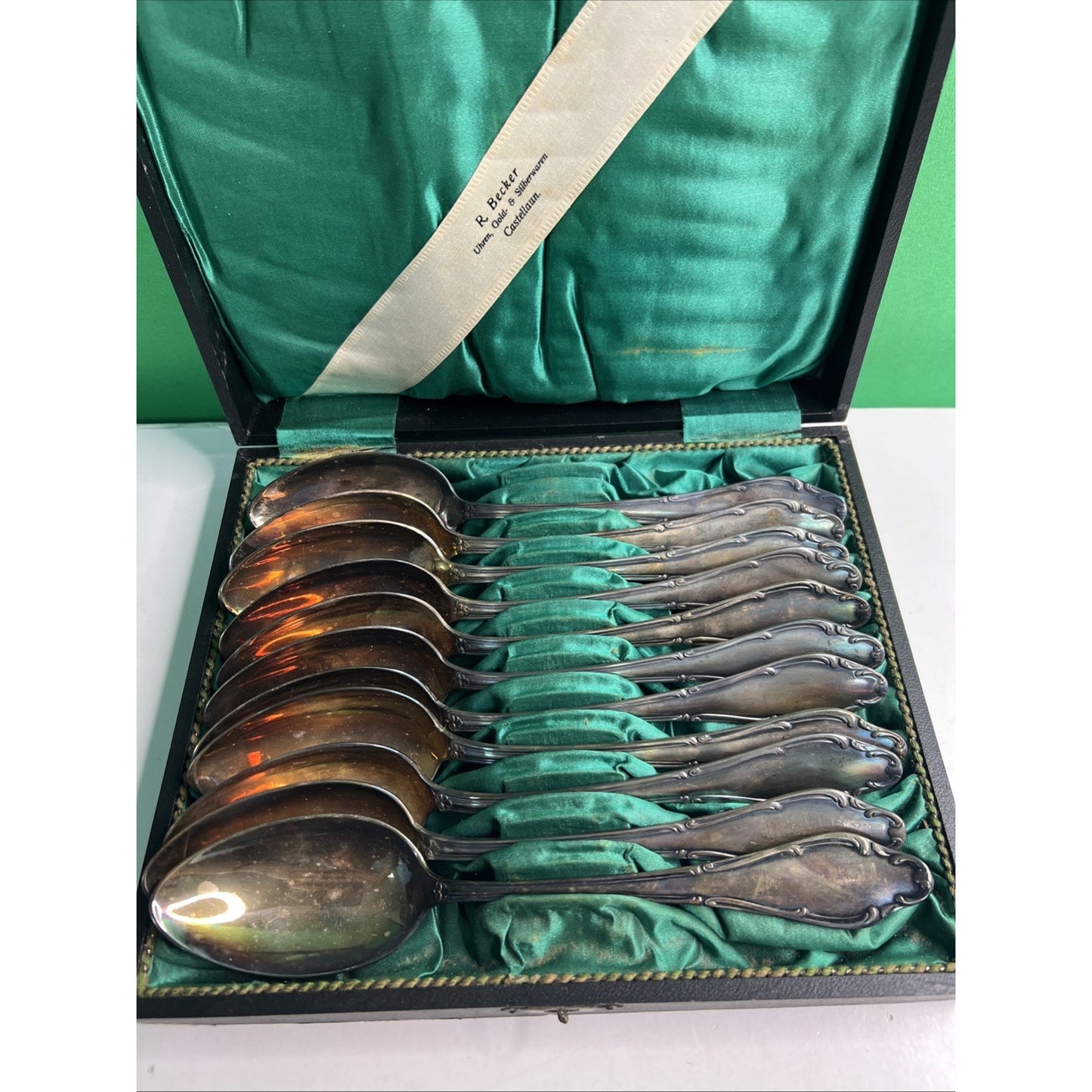 Antique Wellner Germany Silver Plated Serving Spoon Set 11 Total Boxed