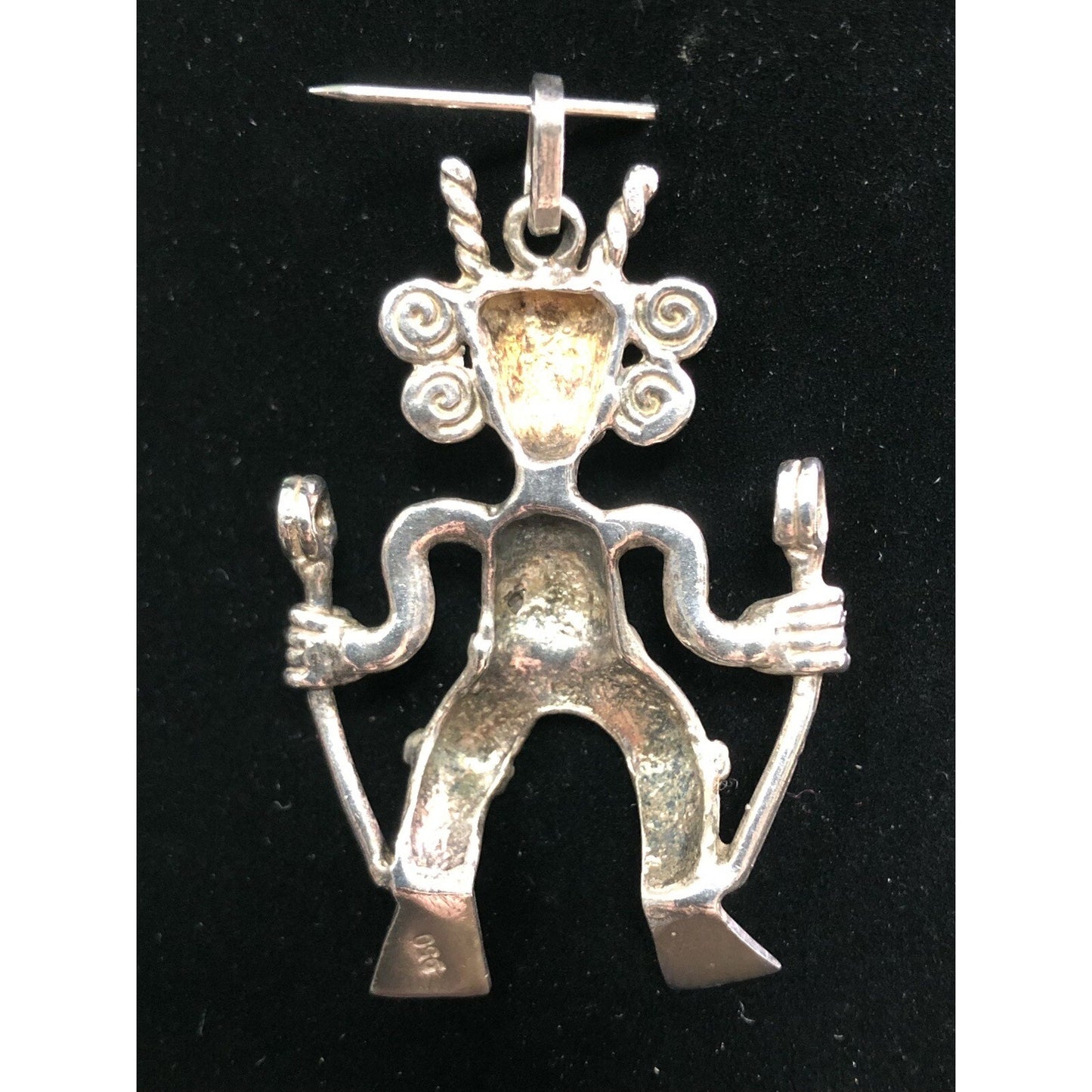 Vintage Sterling Silver Tribal Pendant Mayan Fertility Kachina