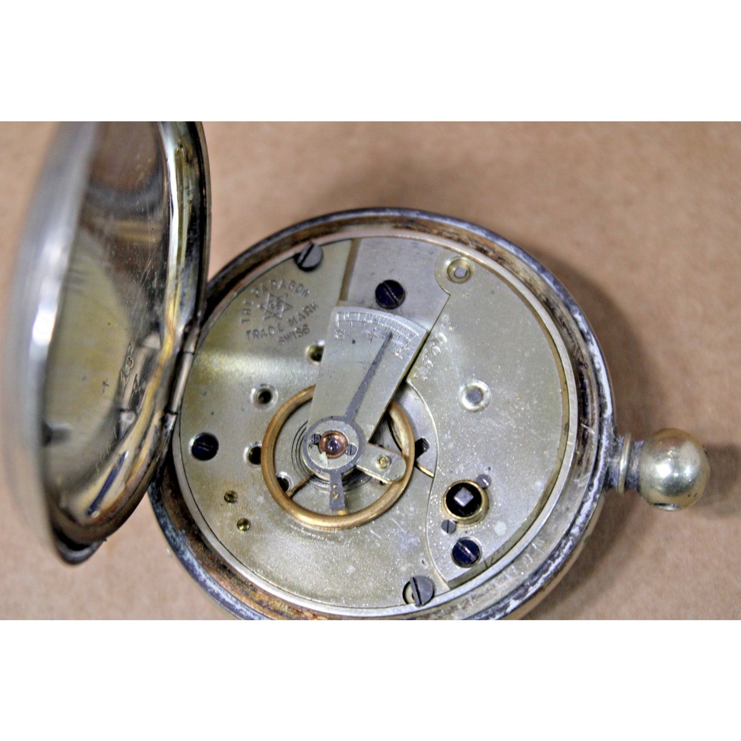 Antique Paragon Pocket Watch, Silver Plated, Key-wind (Missing Key)
