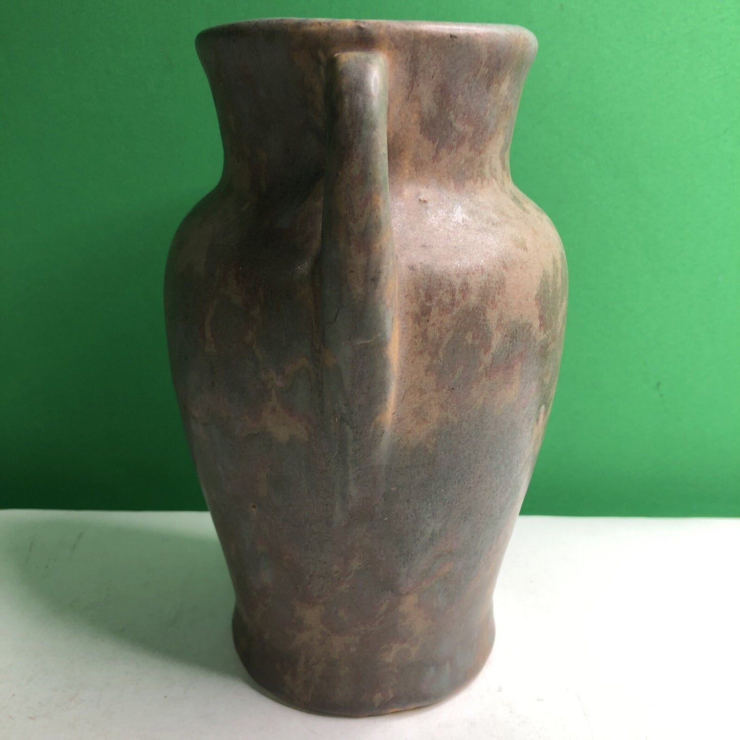 Brush McCoy 1930s Vintage Art Deco Pottery Mottled Brown Ceramic Vase