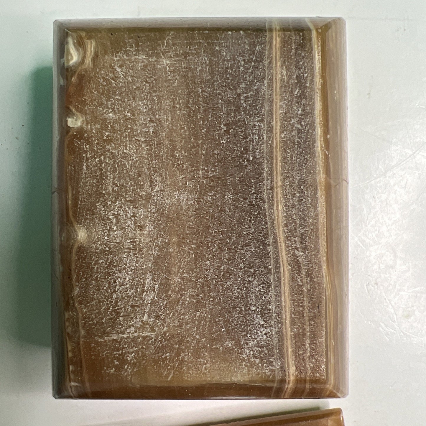 Carved Soapstone Small Box Rectangular Trinket Vanity Natural Stone with Lid