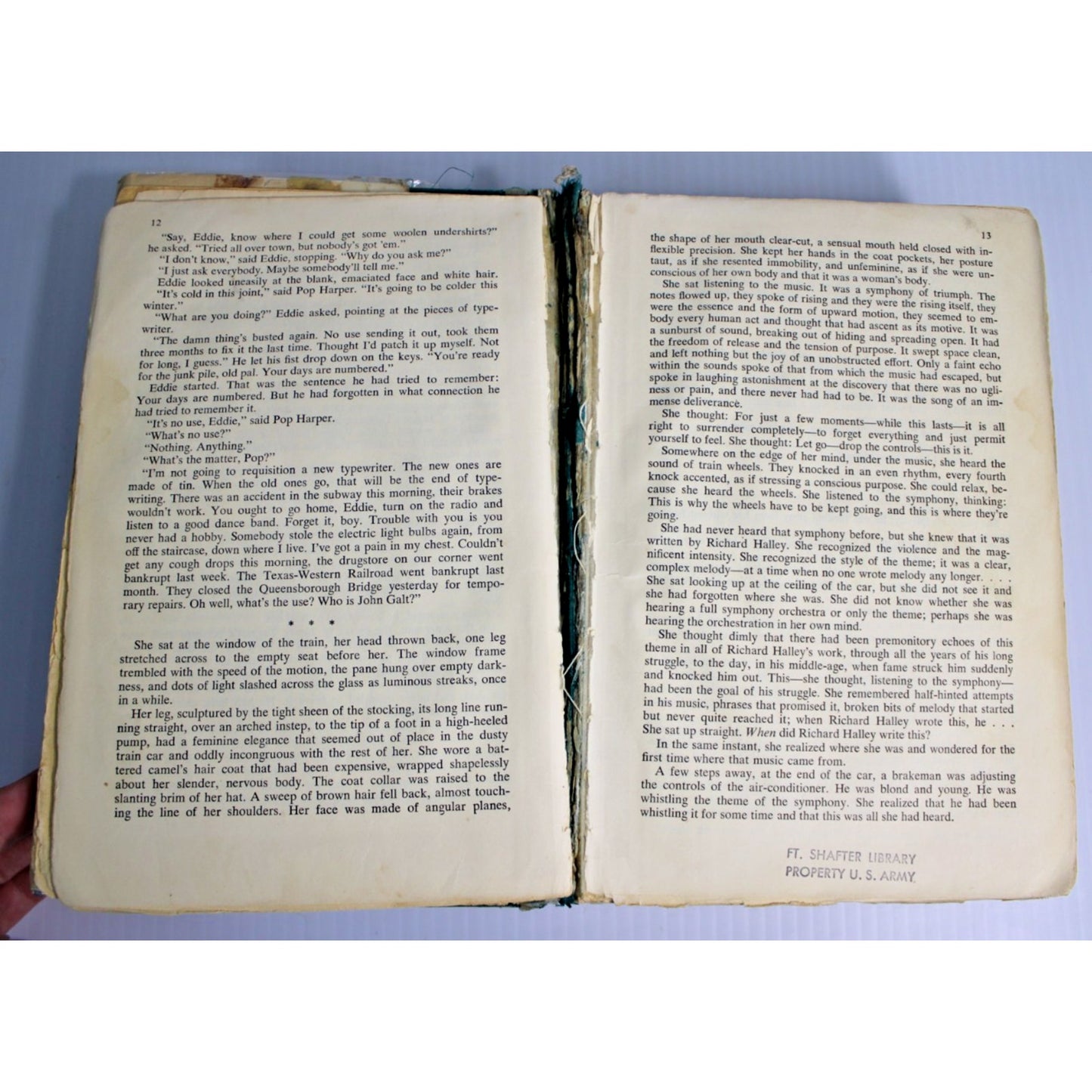 1957 Ayn Rand- Atlas Shrugged 1st Ed/6th Printing Dust Jacket Ex Library US Army