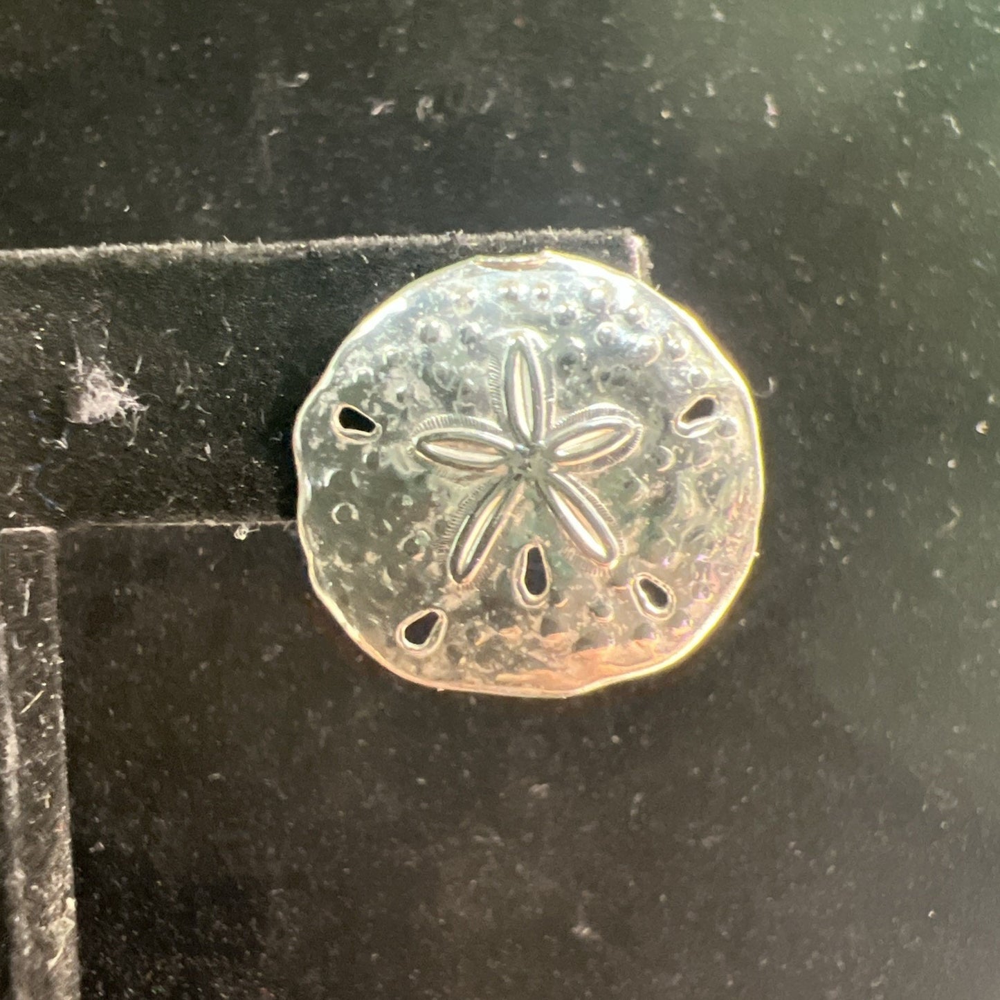 Vintage Silver Toned Sand Dollar Pierced Earrings