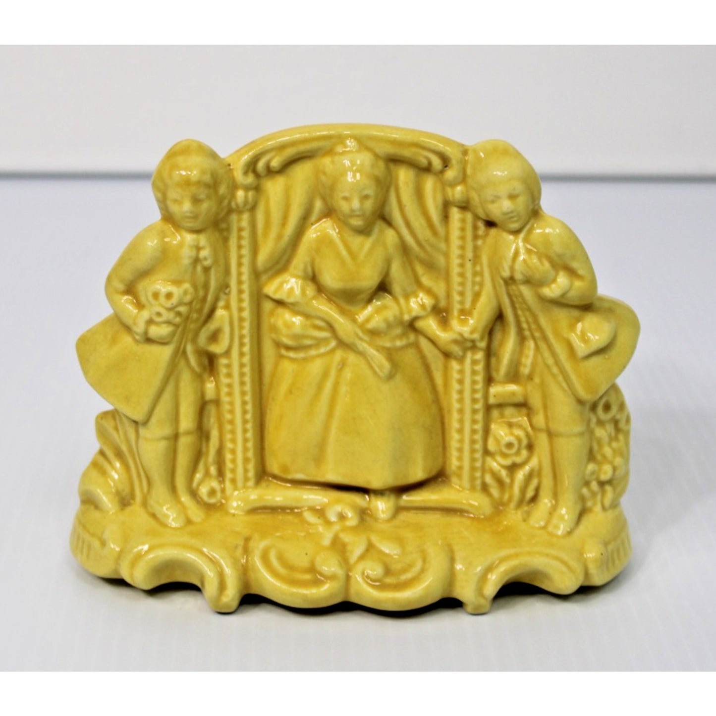 Vintage 1940s Cameron Clay Yellow Figural Vase, Romantic, Cottage, Grandma Chic