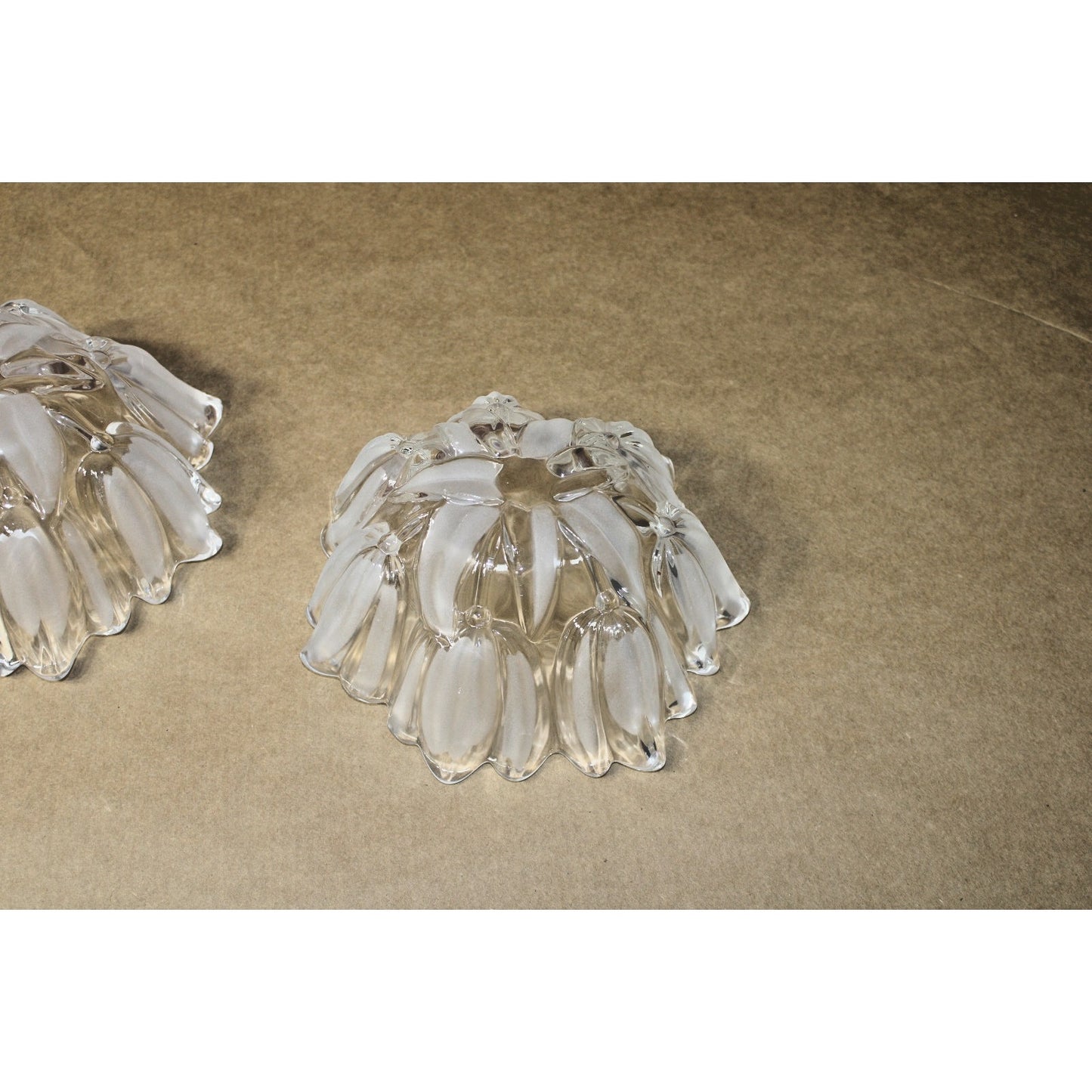 Mikasa Hostess Bowl Pair, Vintage Flosted Glass/ Crystal, Tulip Design "Sylvia"