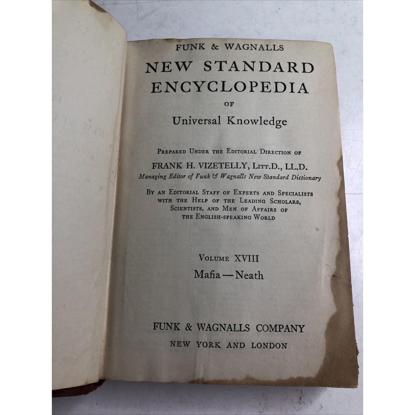 1931 Funk & Wagnalls New Standard Encyclopedia Volume XVIII Only Frank Vizetelly