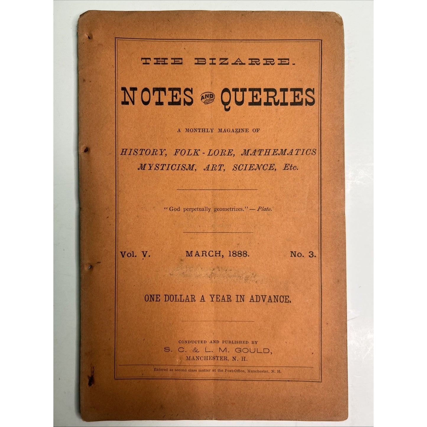 Lot Of 6 The Bizarre: Notes And Queries Magazine Vol. 5 Jan-July 1888 - OCCULT