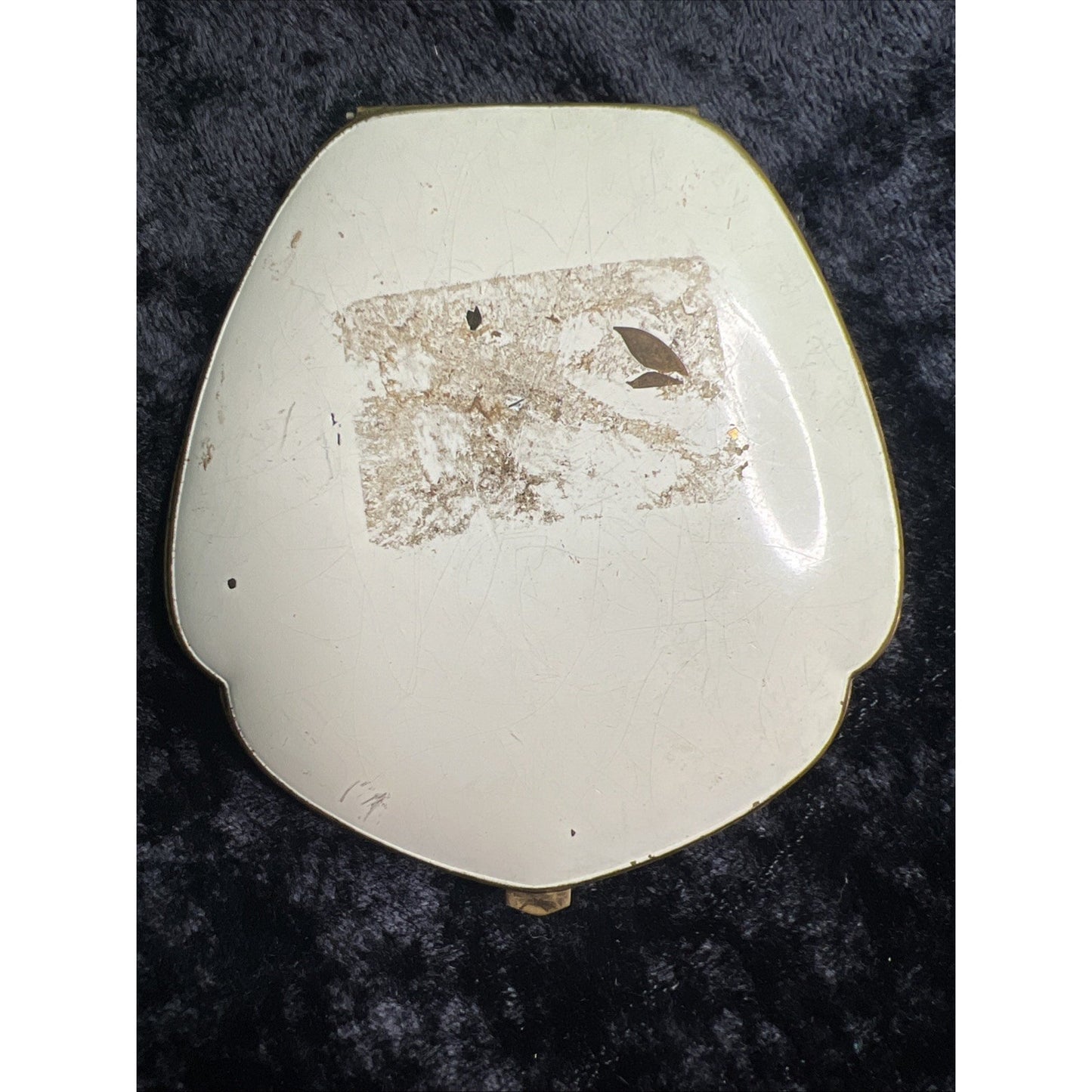 Weldwood Clock Art Deco Cream Enamel Makeup Compact Illinois Watch Case Co.