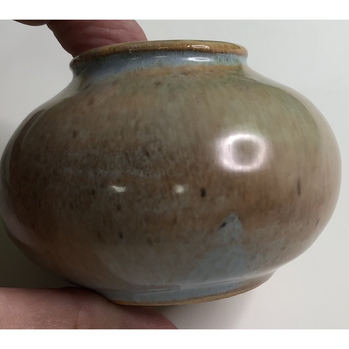 Vintage SHEARWATER POTTERY VASE Jar Brown Blue Ocean Springs MS Mississippi