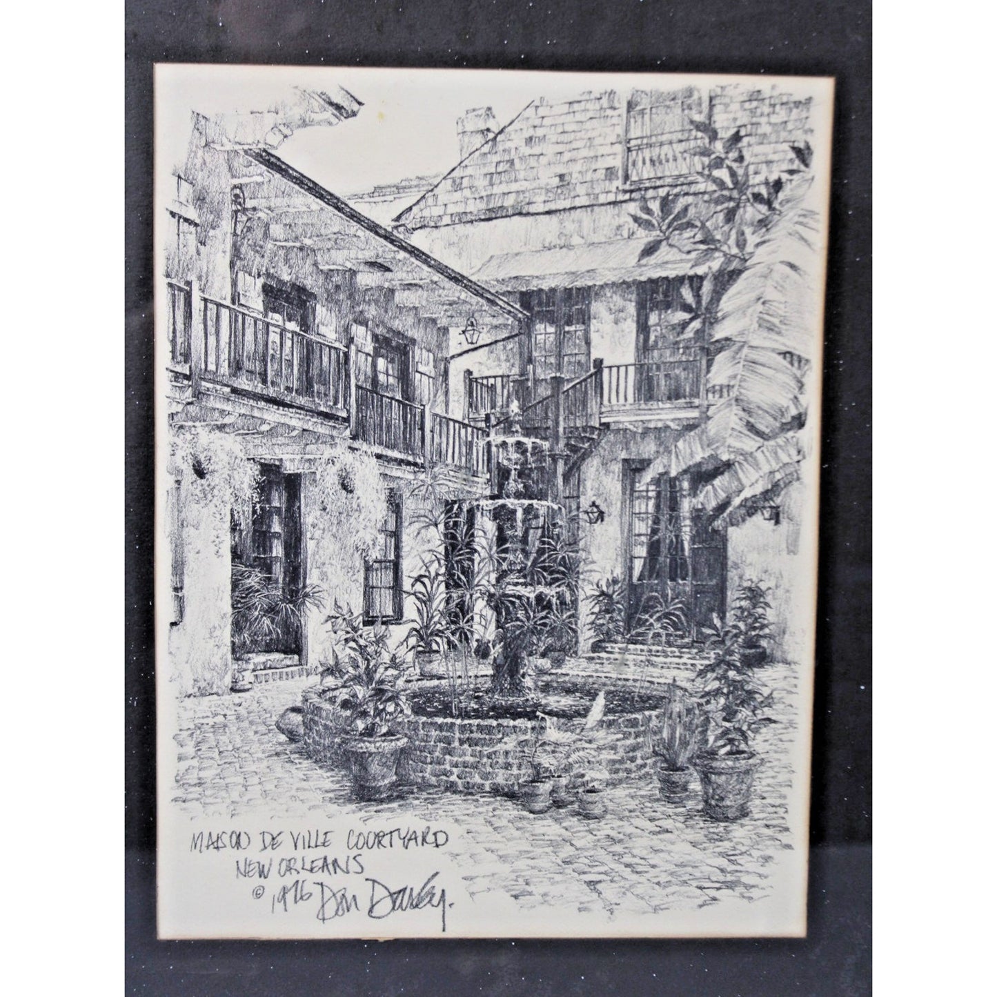 MAISON DE VILLE COURTYARD NEW ORLEANS 1976 Don Davy Framed, Signed Art Print