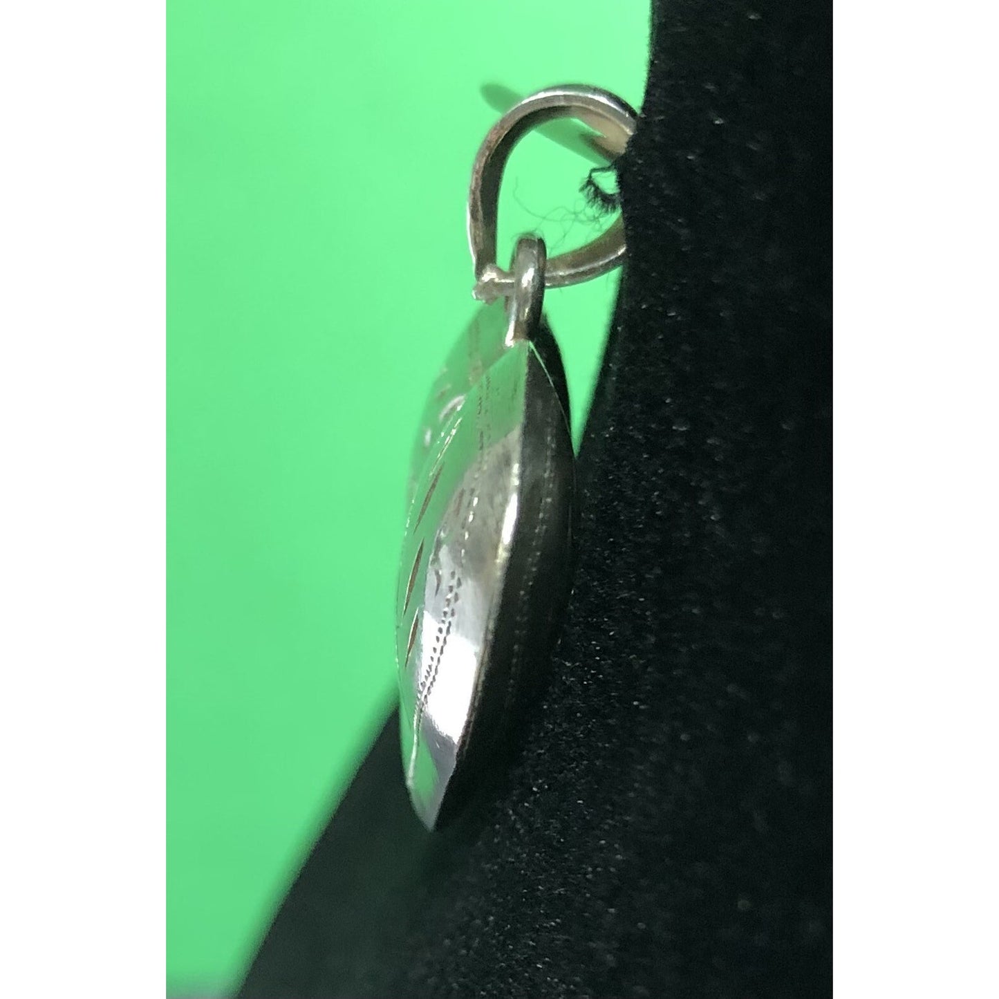 Vintage Sterling Silver Etched Puffed Heart Pendant Romance Exquisite Detail