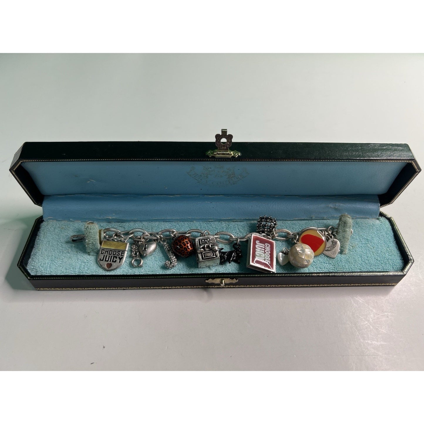 Vintage Juicy Couture Charm Bracelet With Charms & Original Box 7”