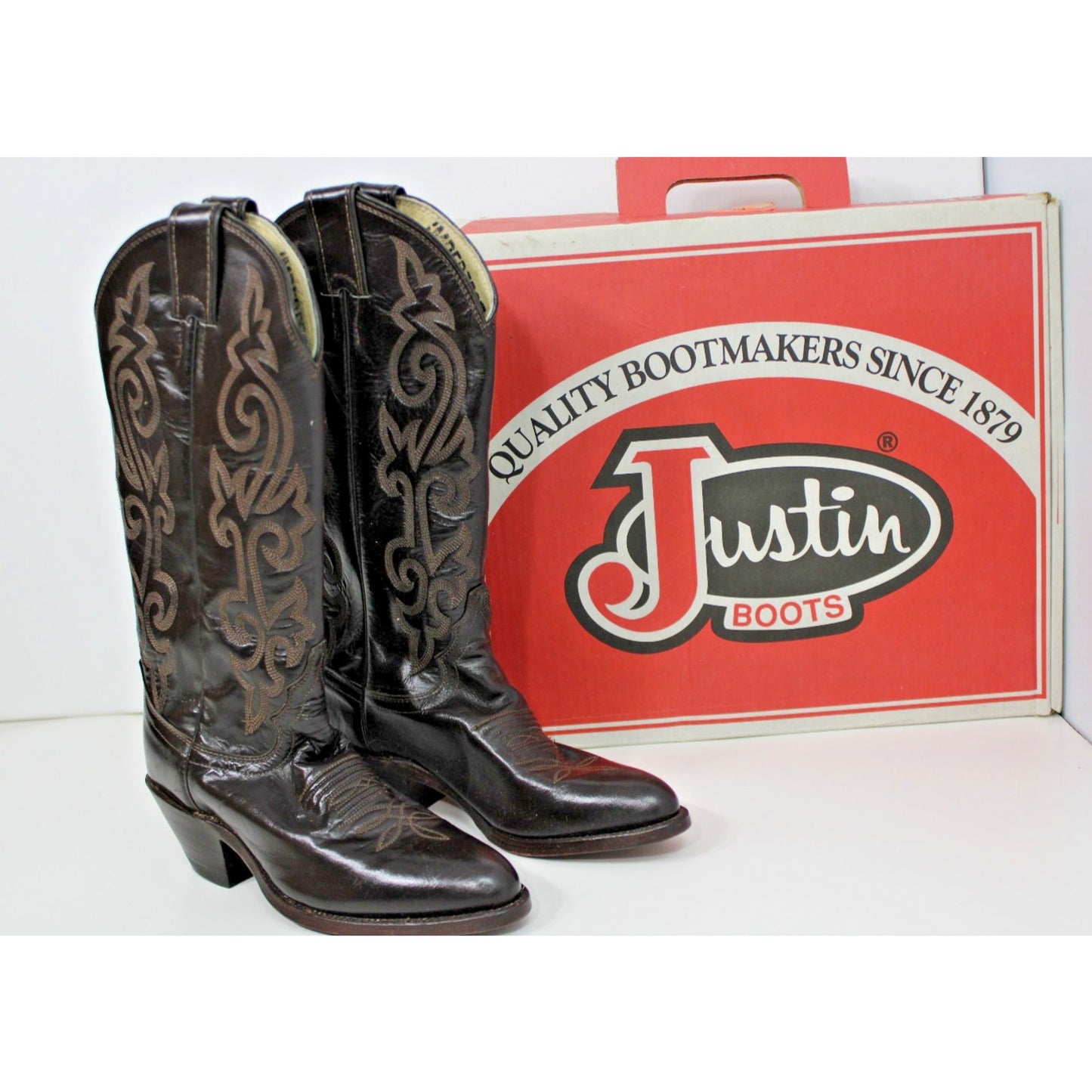 Beautiful Size 5B Justin London Brown Leather Western Cowboy Boots Style #4915