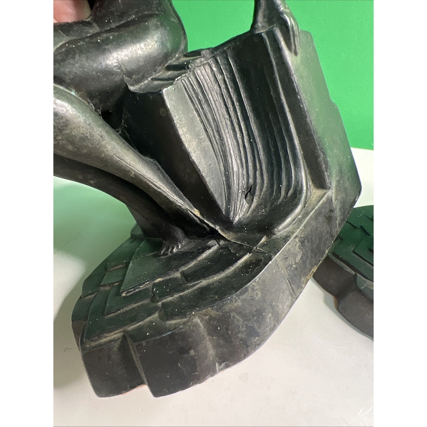 Art Deco 1930's Pair of Nude Flapper Girls Spelter Metal Bookends