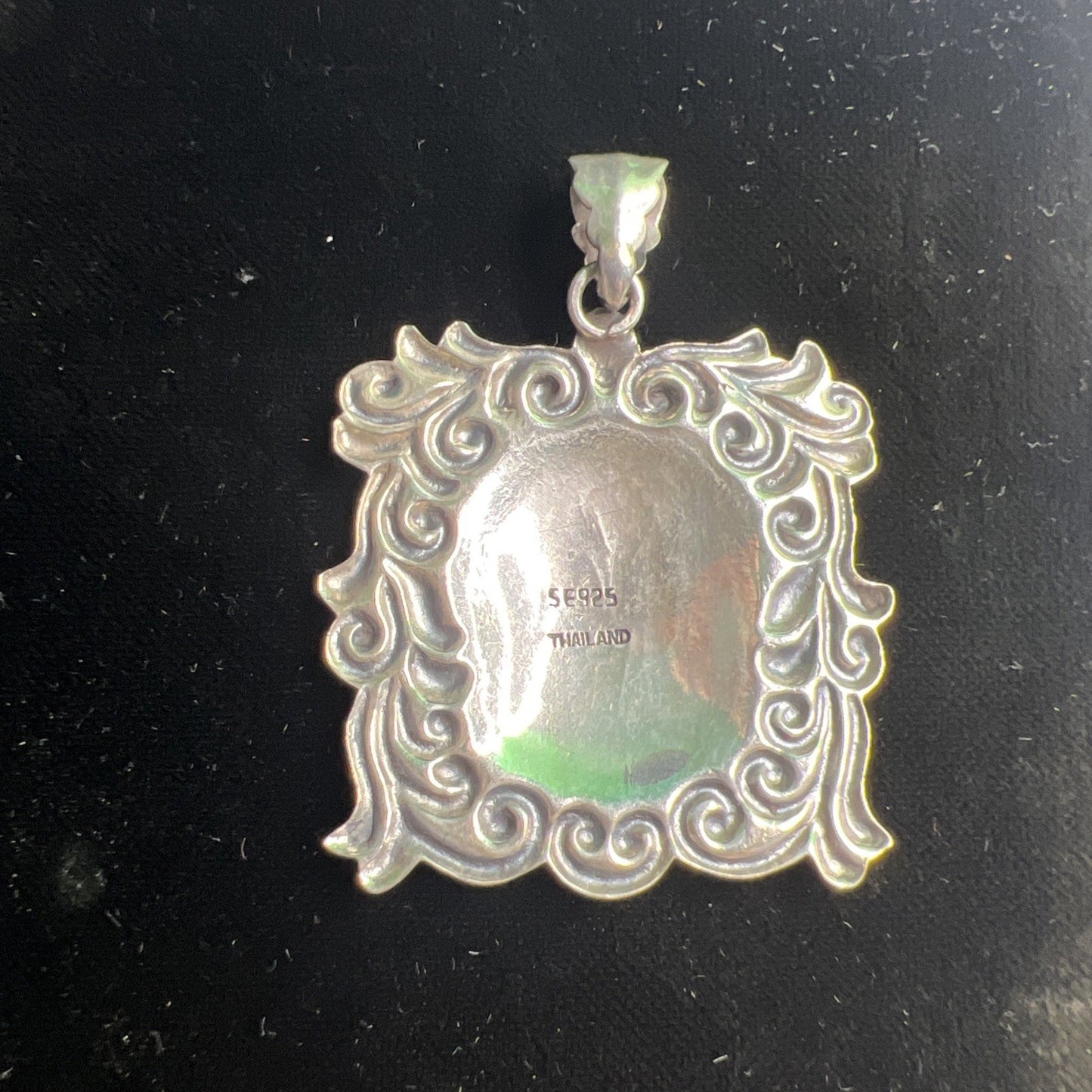 Vintage Sterling Silver Shield Medallion Pendant Monogrammed