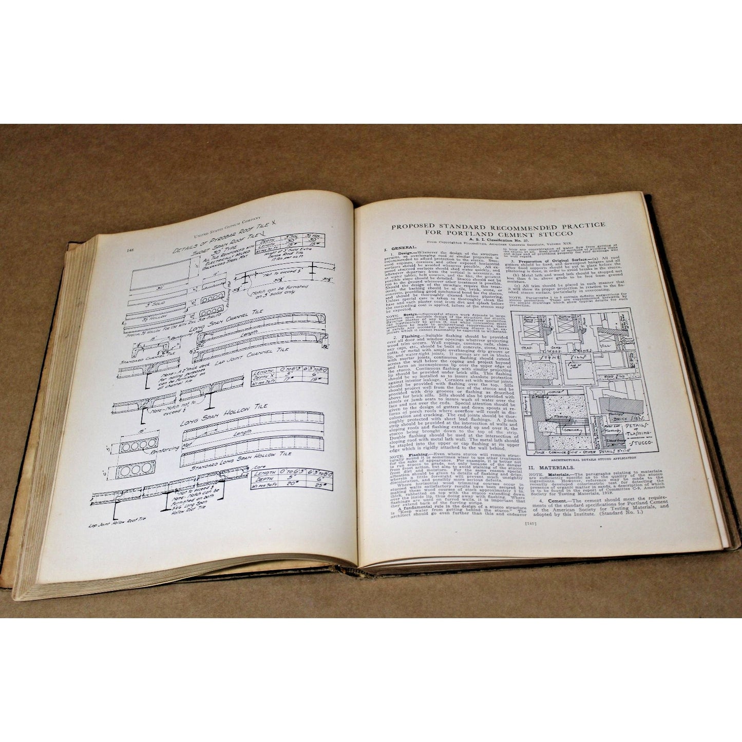 Antique 1923 Specification Record, American Specification Institute Book 1st Vol