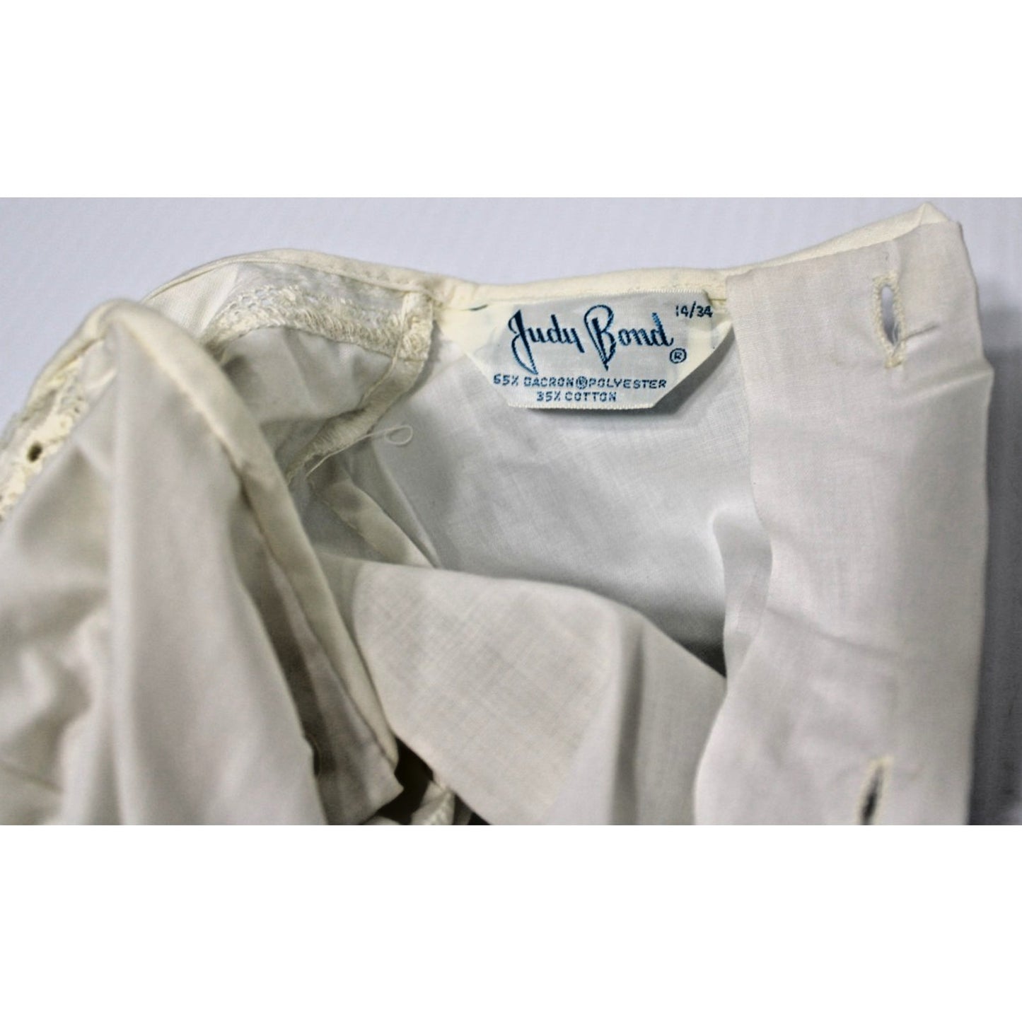 Vintage NOS Judy Bond White Lace Embroidered Blouse Sz. 14/34 Cotton Dacron
