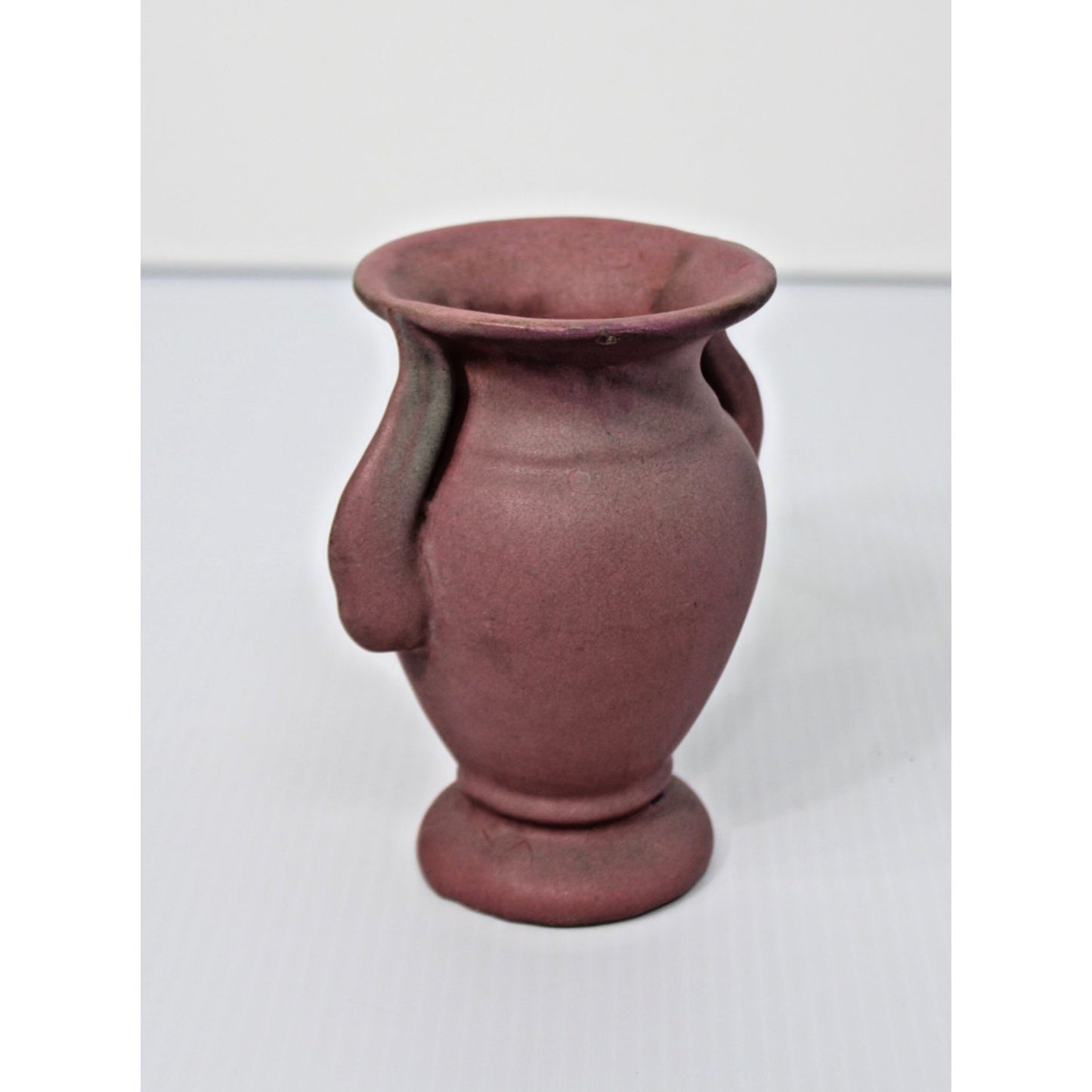 1930s Niloak Art Pottery Double-Handled Wing Vase 6"H Matte pink Ozark Dawn
