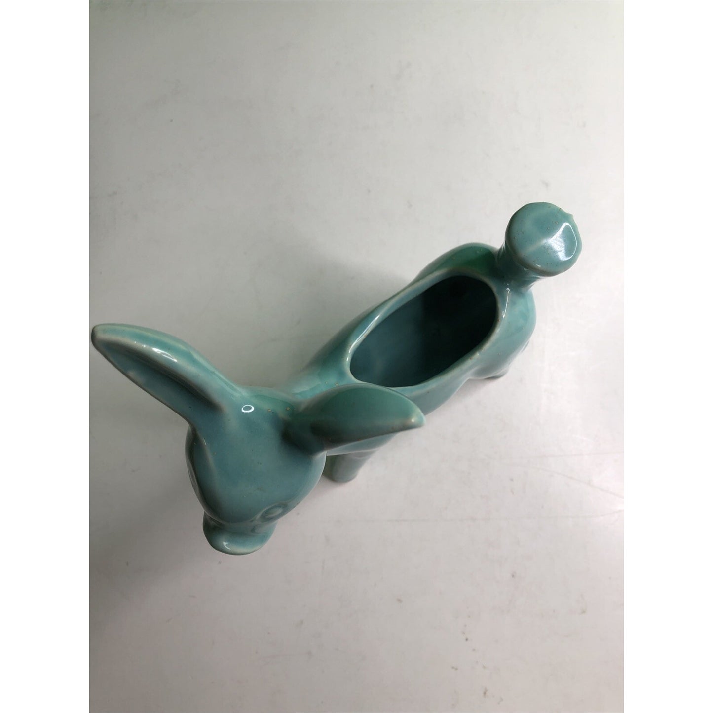 Vintage California Pottery Standing Deer Doe Fawn Planter Blue Green 9”x 6”