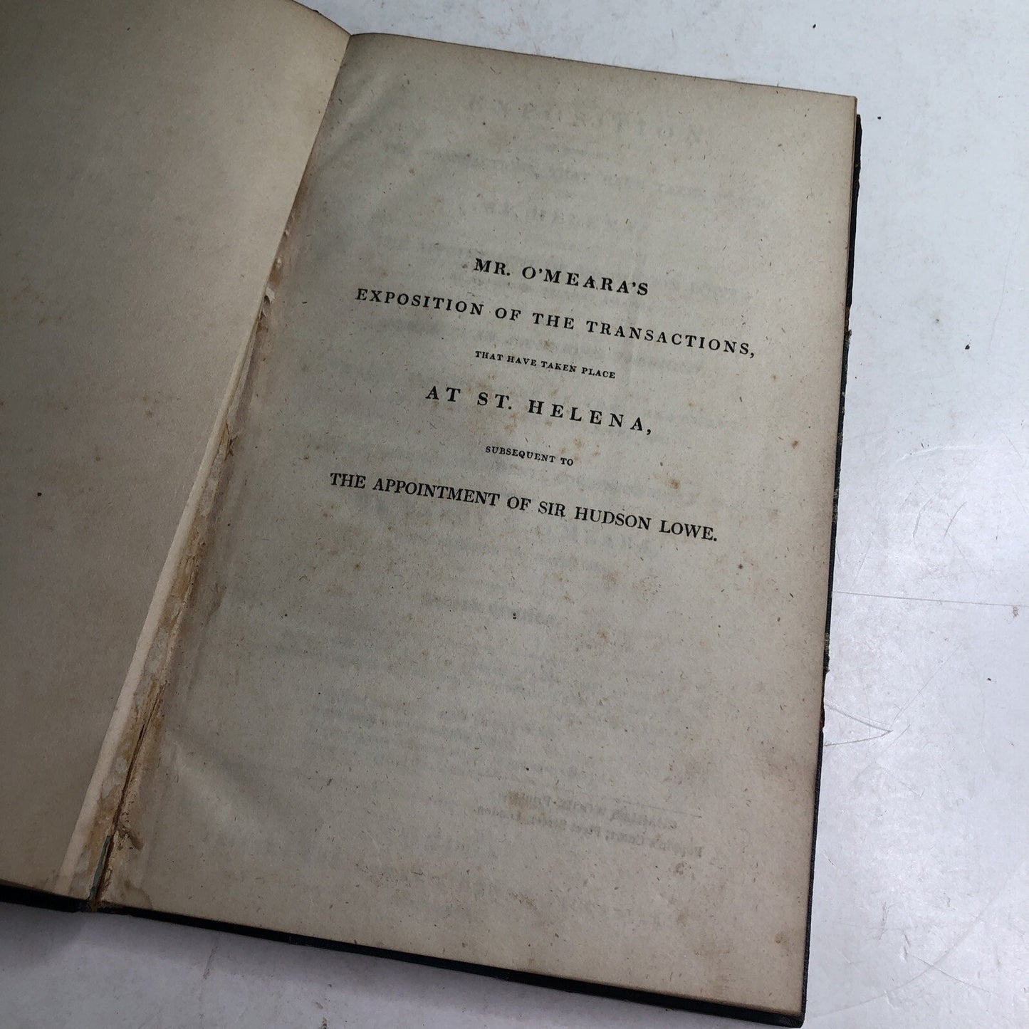 Exposition Transactions Napoleon St. Helena Barry E. O’Meara Sir Hudson Lowe