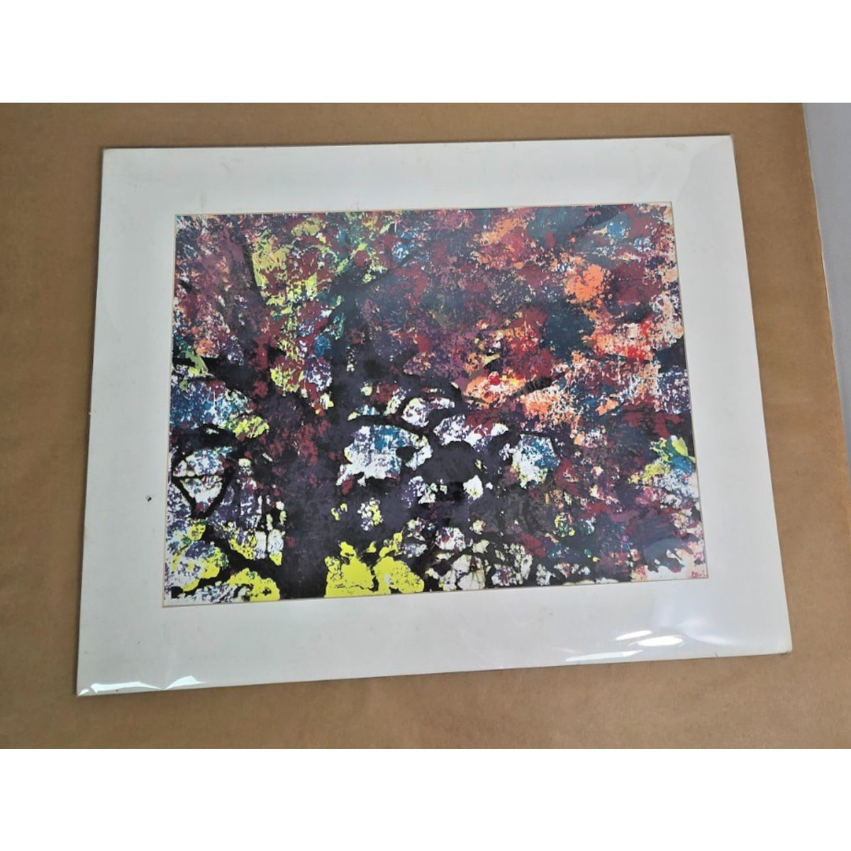 Vintage Abstract Halftone Tree Print Bright Pop Art Landscape Matted Unsigned