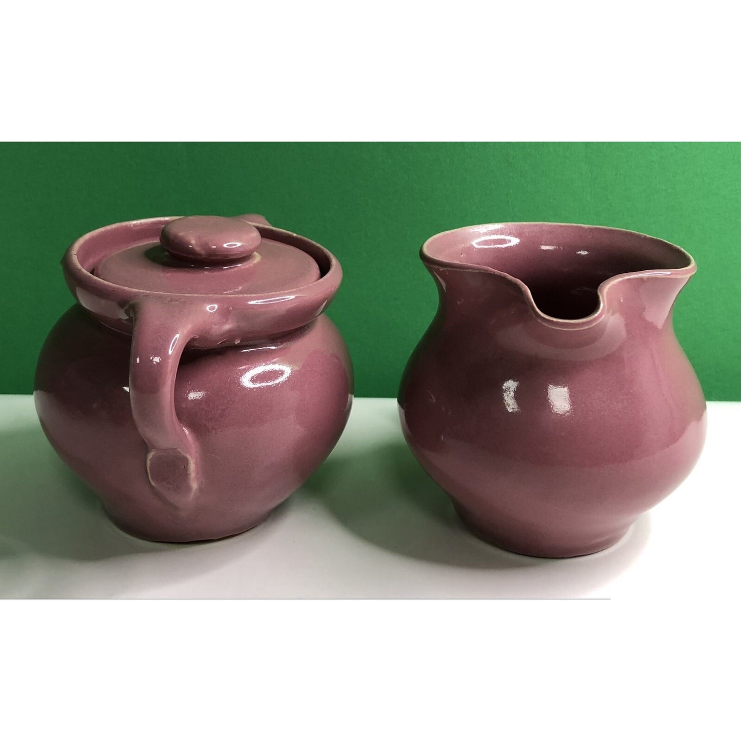 Early Antique CORNELISON POTTERY Bybee Kentucky SUGAR & CREAMER SET Hand Made