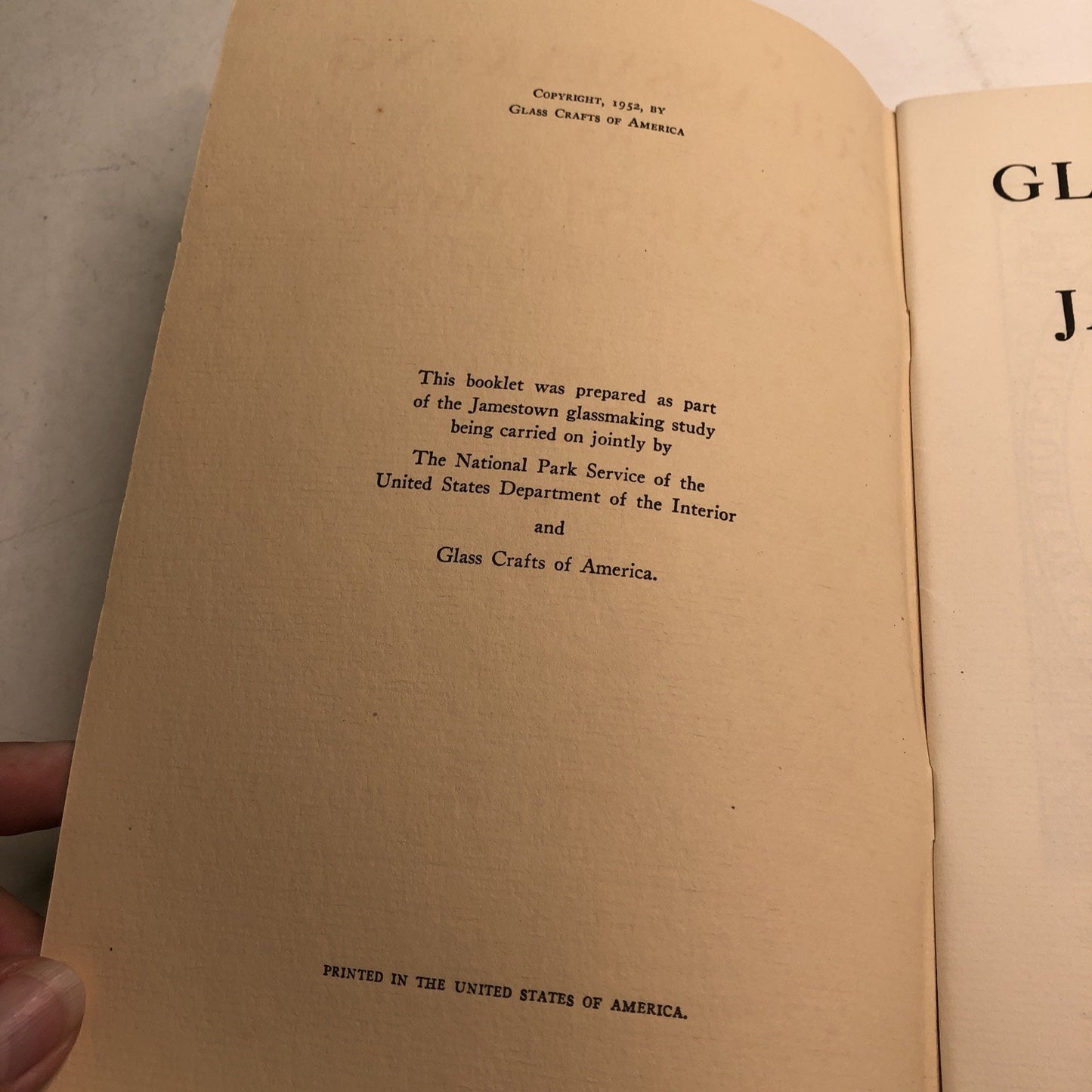 1952 Glassmaking at Jamestown by J. C. Harrington America’s First Industry