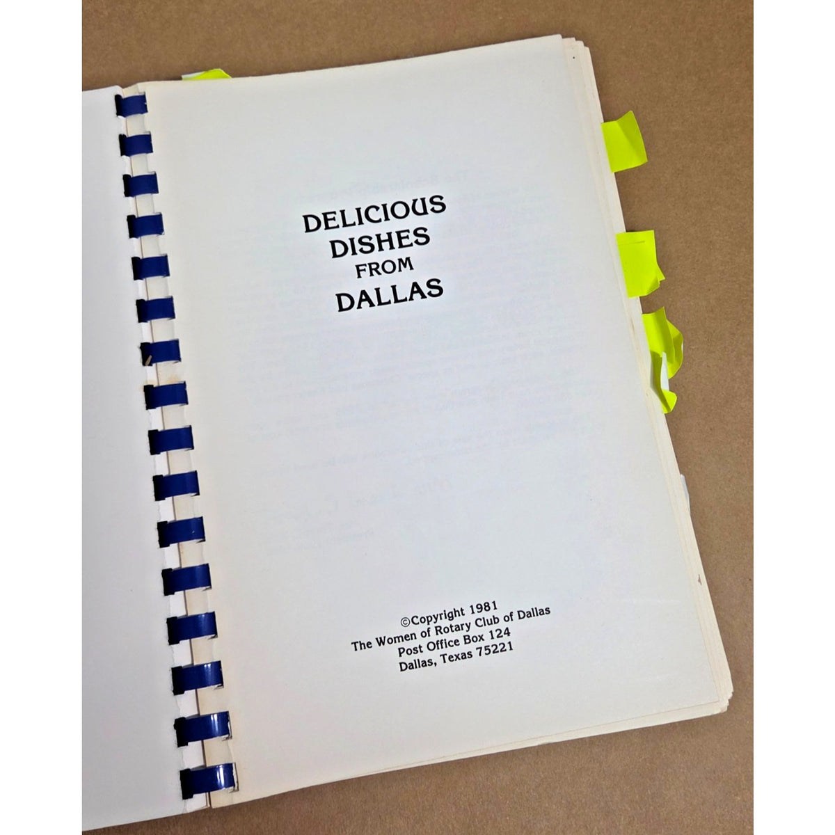 Vintage 1981 Delicious Dishes From Dallas Cookbook - Women of Rotary Club Texas