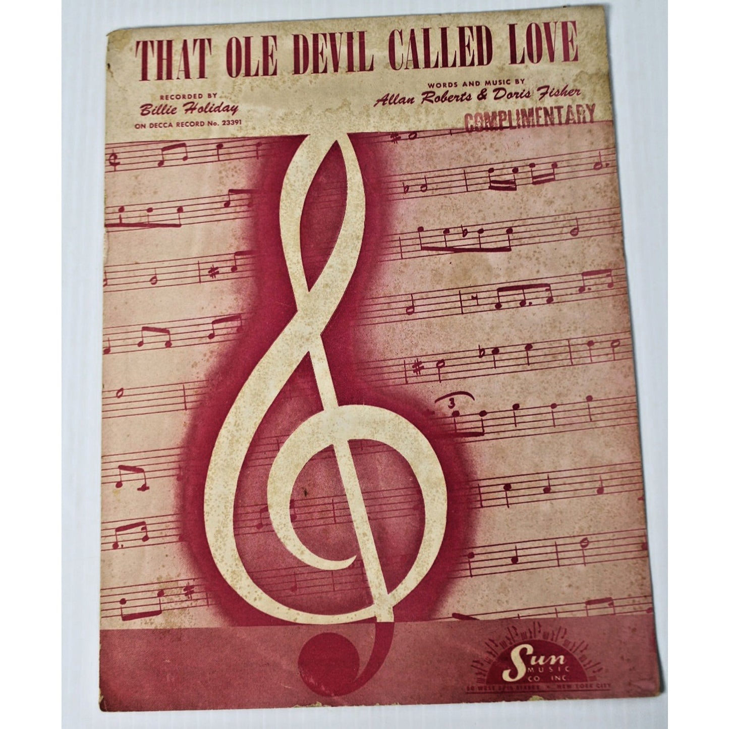 RARE 1945 Sheet Music- That Ole Devil Called Love- Billie Holiday- Sun Music