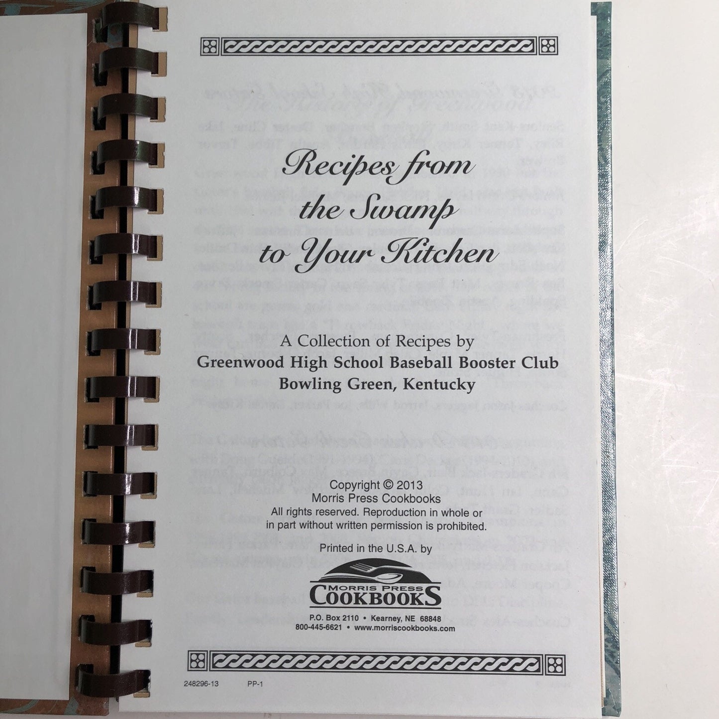 2013 Recipes From The Swamp Bowling Green, Kentucky Cookbook Greenwood High
