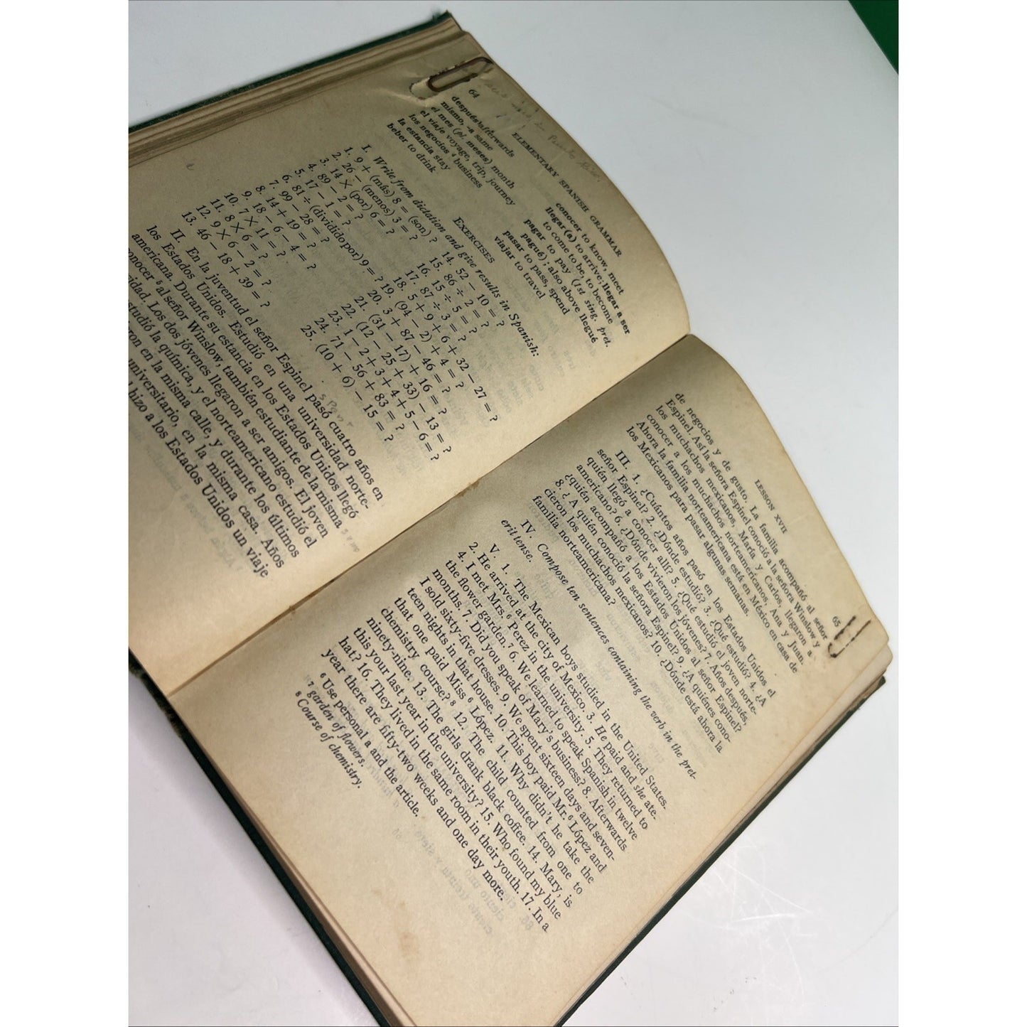 Elementary Spanish Grammar By Hamilton & Horne 1924/1942 Revised Edition HC