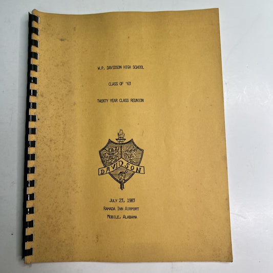 1983 WP Davidson High School Reunion Program Directory Mobile Alabama Class 1963