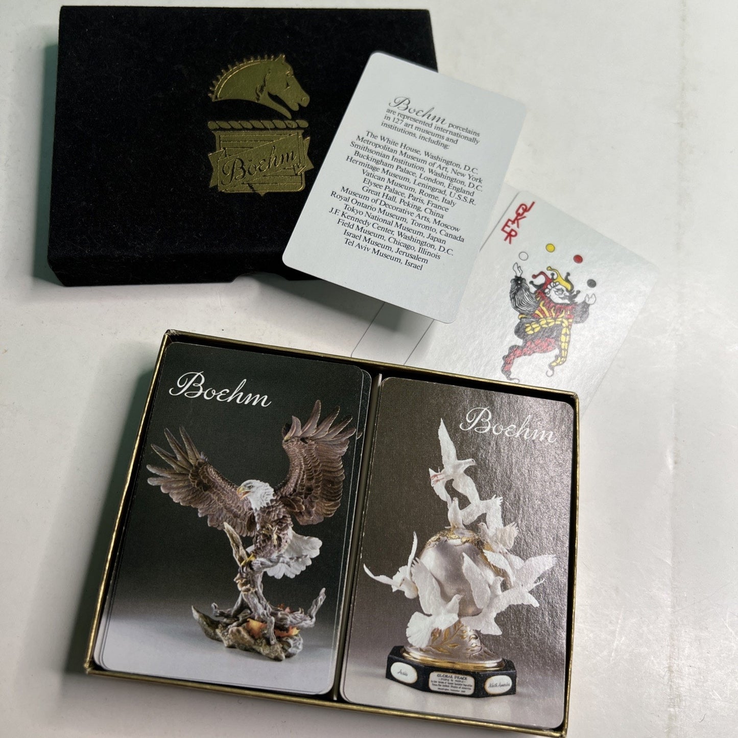 Boehm Playing Cards Porcelain Figurines Eagles Doves 2 Decks By Gemaco