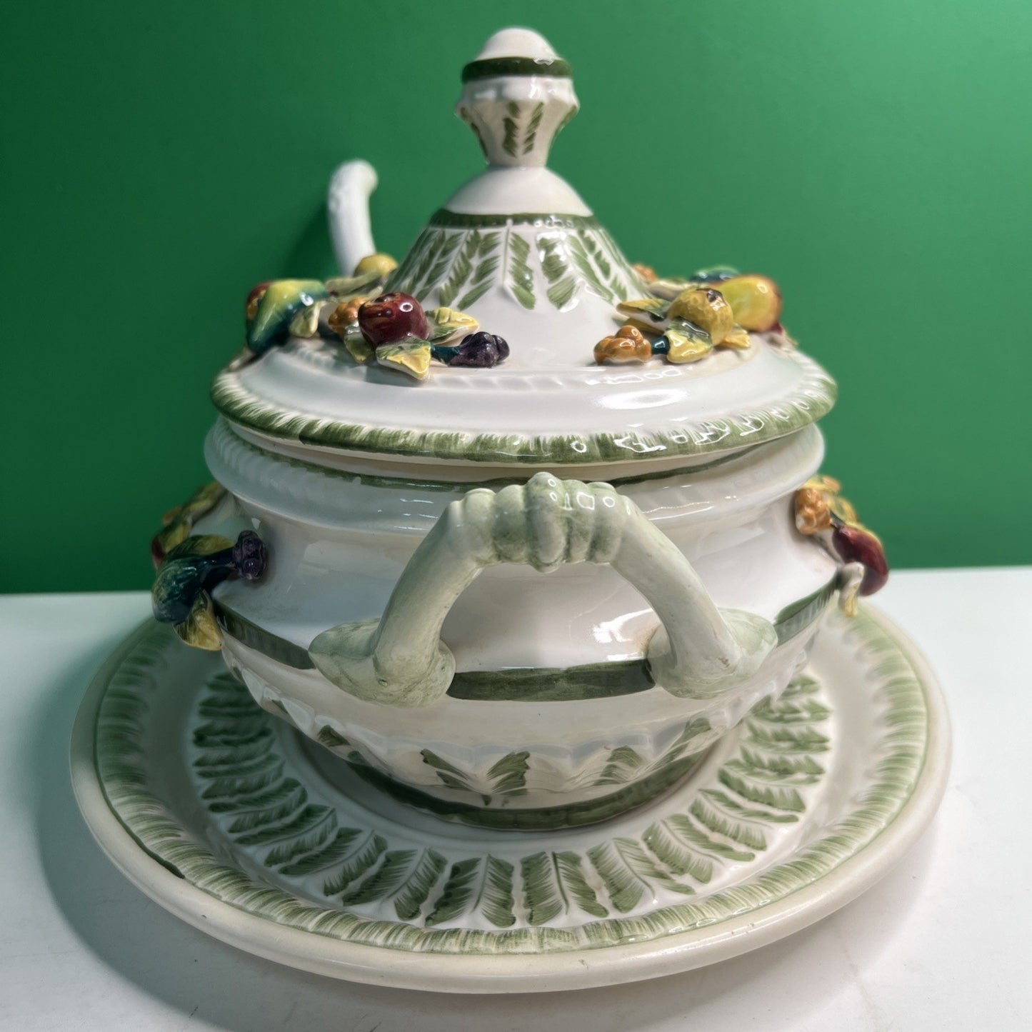 VTG Harvest Collection Hand-painted Ceramic Soup Tureen with Fruits Complete Set