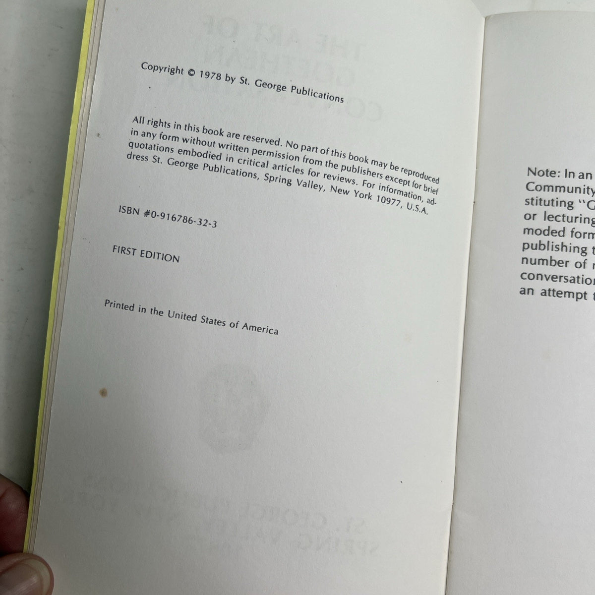 1978 The Art Of Goethean Conversation by Marjorie Spock Booklet