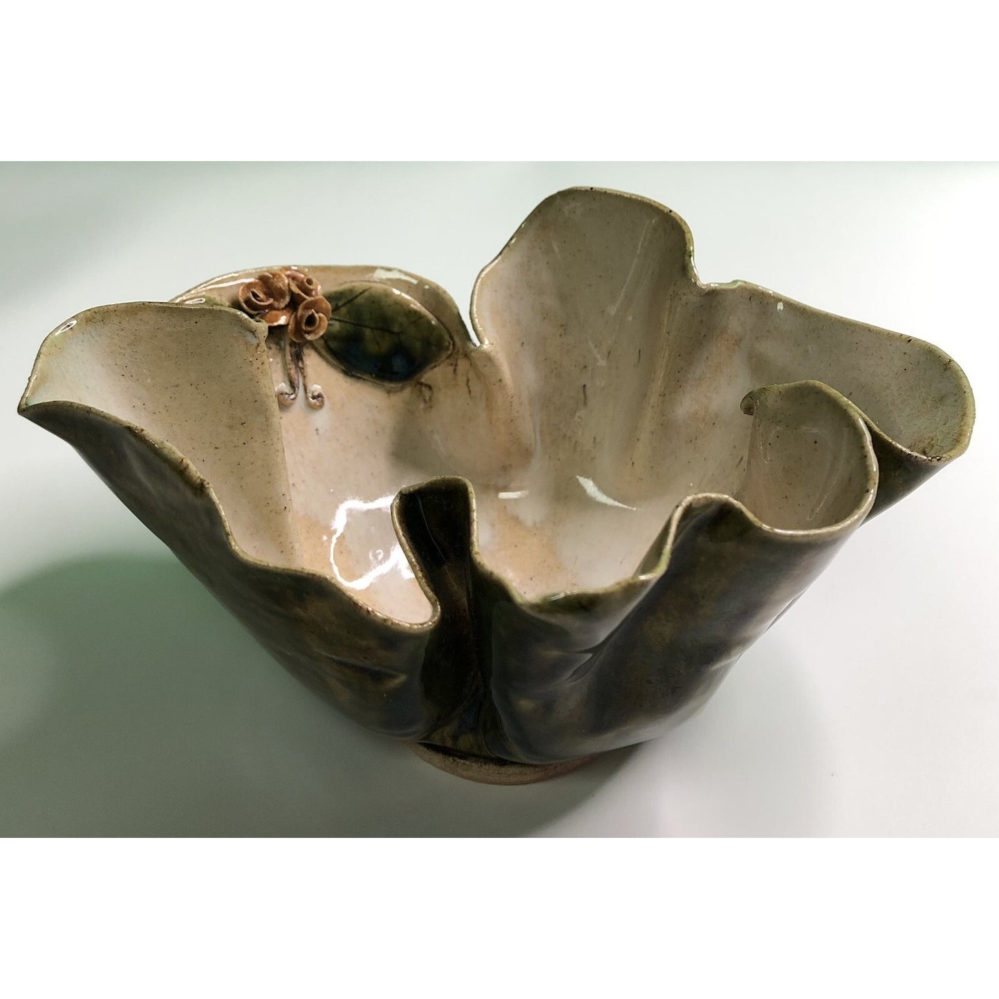 1996 E. B. Patterson Studio Crafted HANDKERCHIEF BOWL Vase Signed Glazed