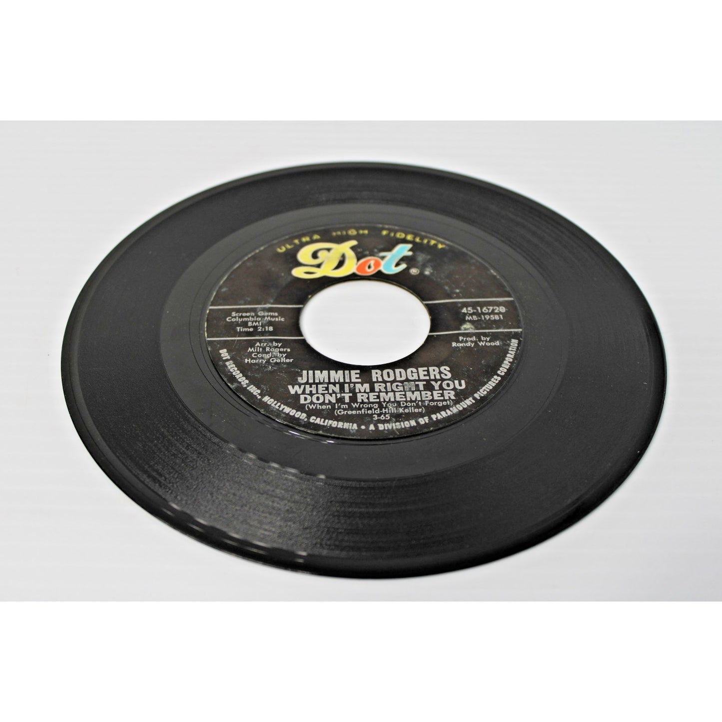 Jimmie Rodgers- Careless Love/ When I'm Right You Don't Remember- 45 rpm- VG+