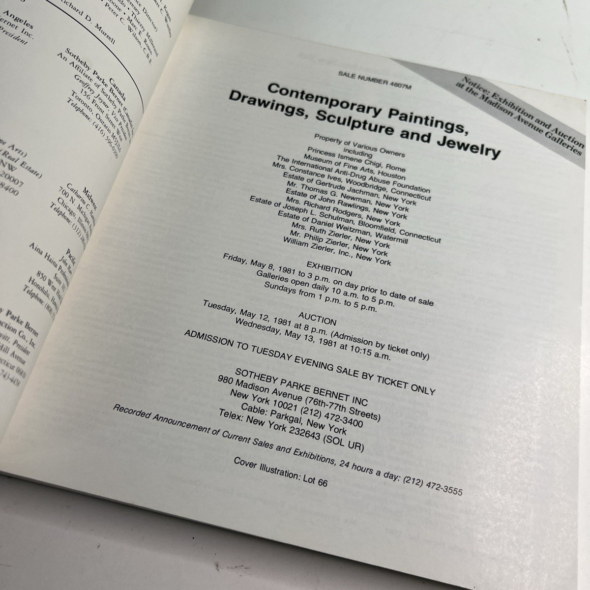 Sotheby's Auction Catalogue Contemporary Paintings Drawings & Sculpture 1981