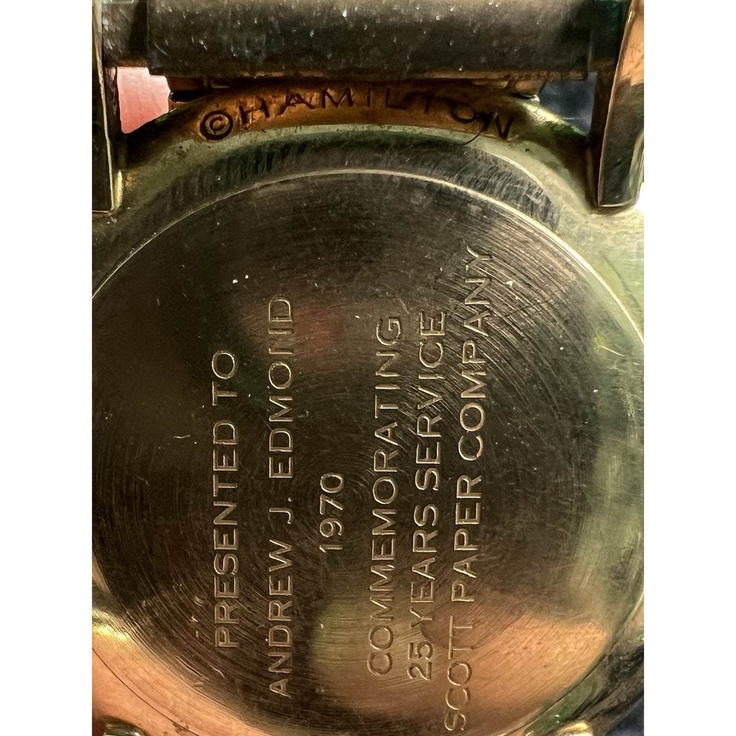 10 KT Gold HAMILTON MASTERPIECE WATCH Award Scott Paper Co For Parts Not Working