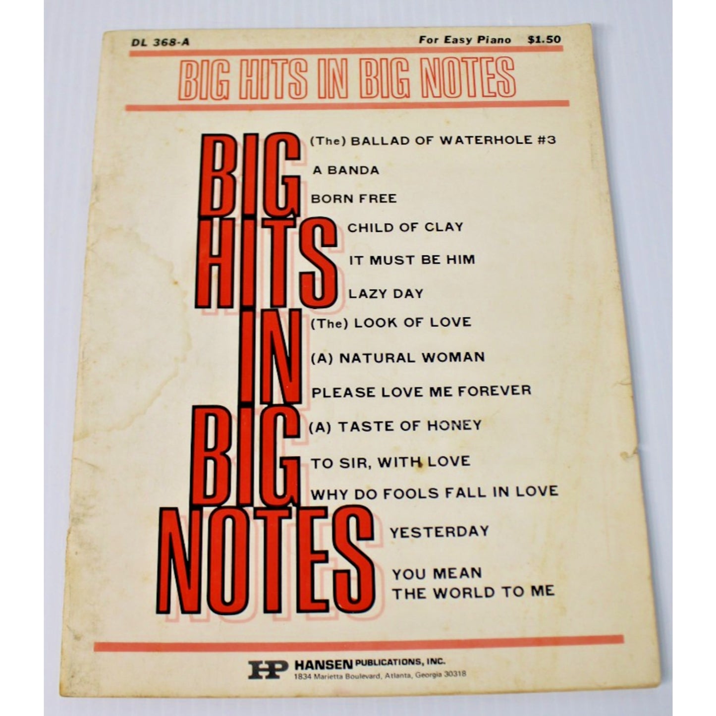 Vintage 1960s, 1970s Popular Music for Piano Sheet Music With Song Book