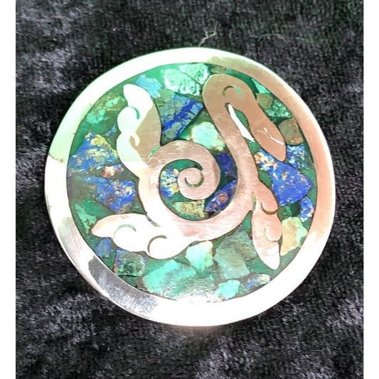 Vintage Sterling Silver .925 Mexico Brooch Or Pendant Abalone Marked