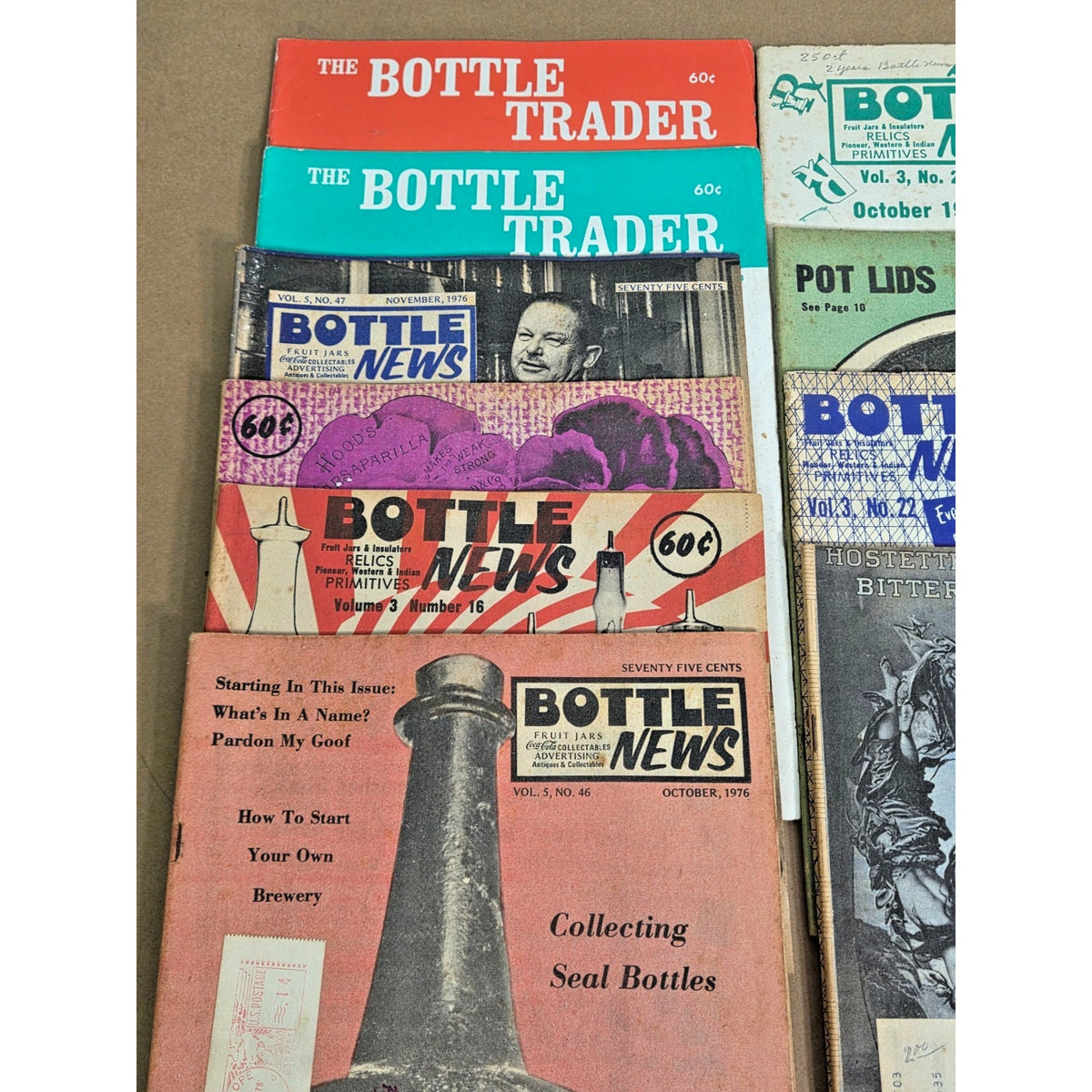 Vintage Bottle News Relics & Primitives Magazine Lot 1974-1976 Bulk Run of 20