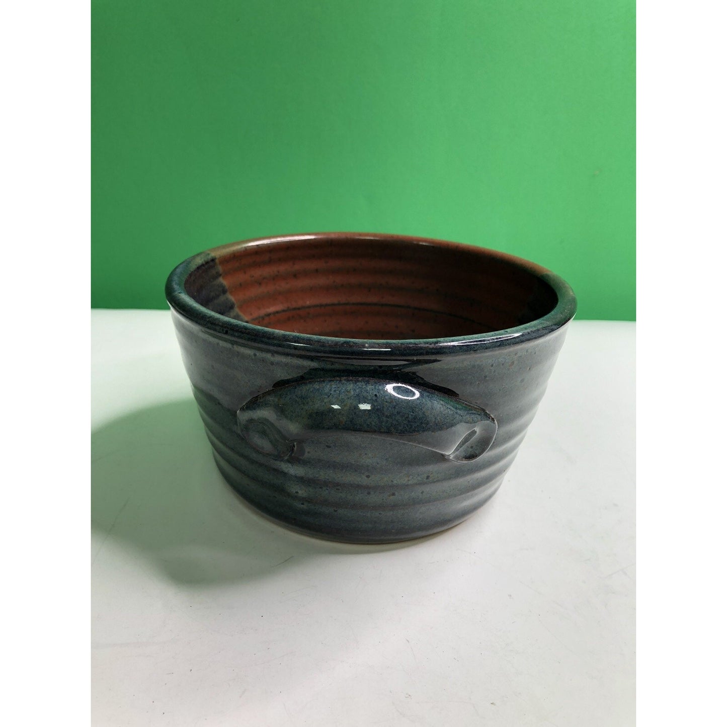 2008 Neal Pottery Bread Baker Crock Tri Color Glaze Signed Dated Flawed Florida