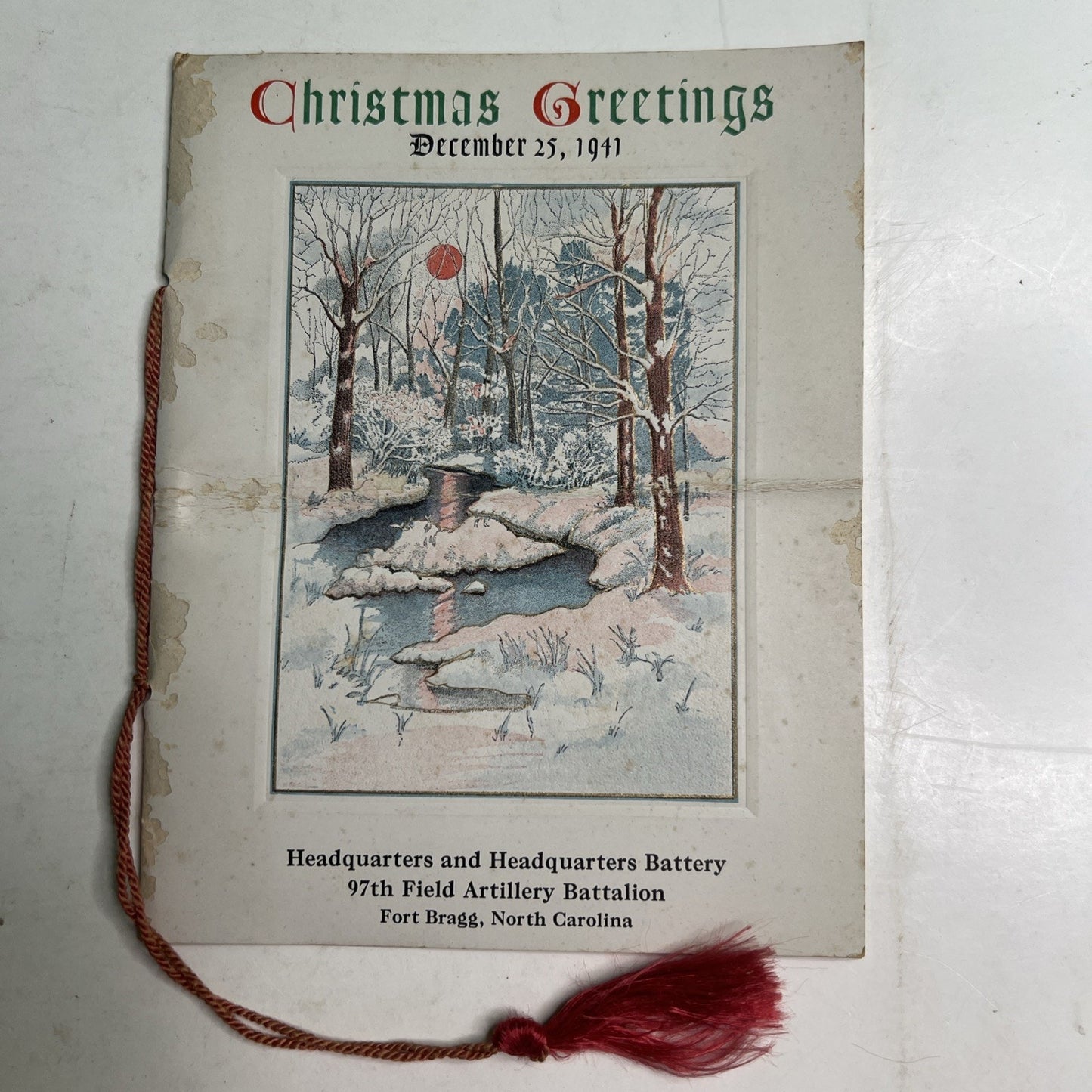 1941 Christmas Program Fort Bragg North Carolina 97th Field Artillery Battalion