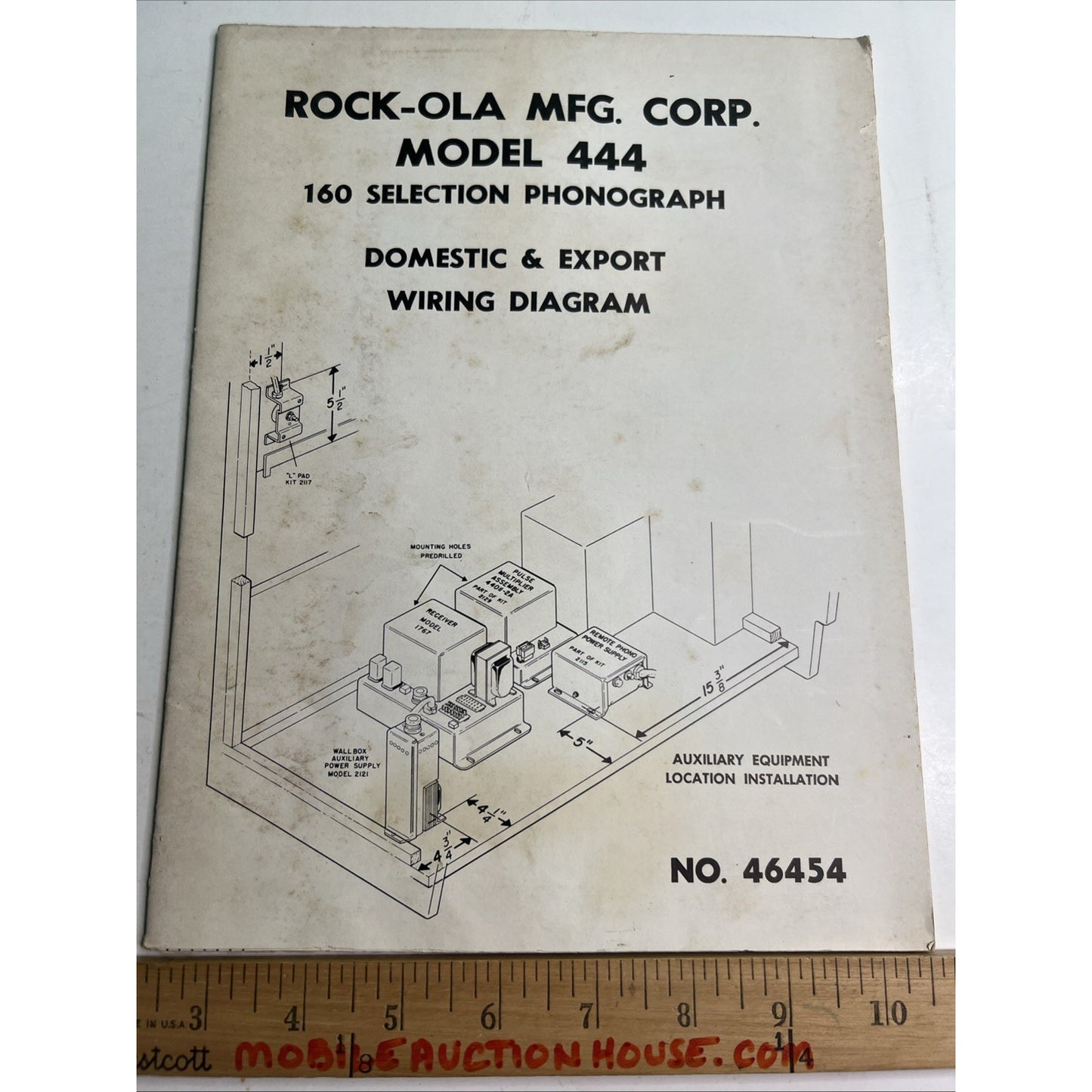 ORIGINAL ROCK-OLA MODEL 444 160 SELECTION PHONOGRAPH WIRING DIAGRAM No. 46454