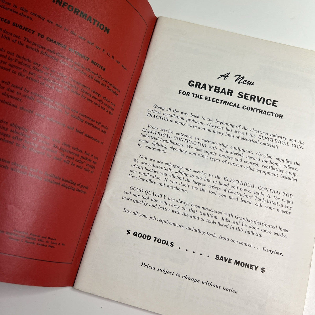 Vintage Graybar Catalog #5154B 1955 Electrician’s Tools 80 Pages Illustrated