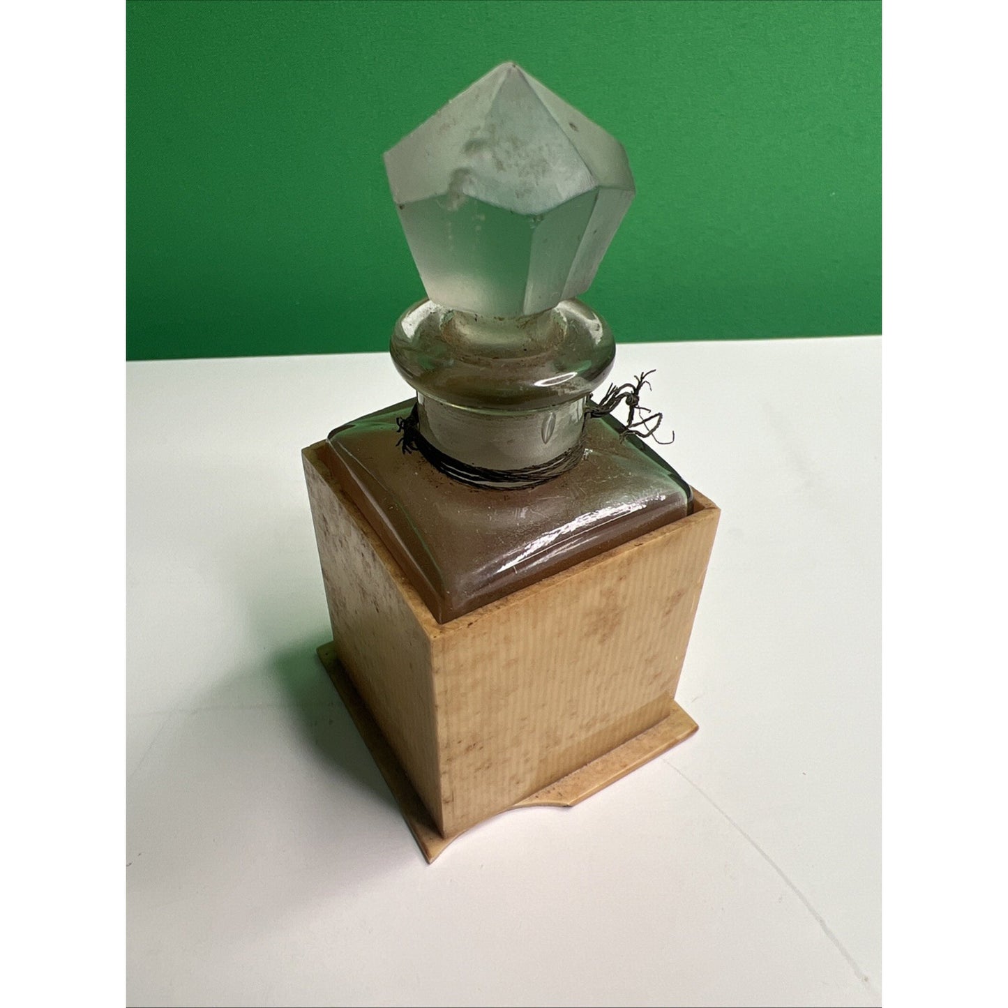 VTG LaValliere Chan-dra-kan-ta Glass Perfume Bottle W/ Stopper & Celluloid Box