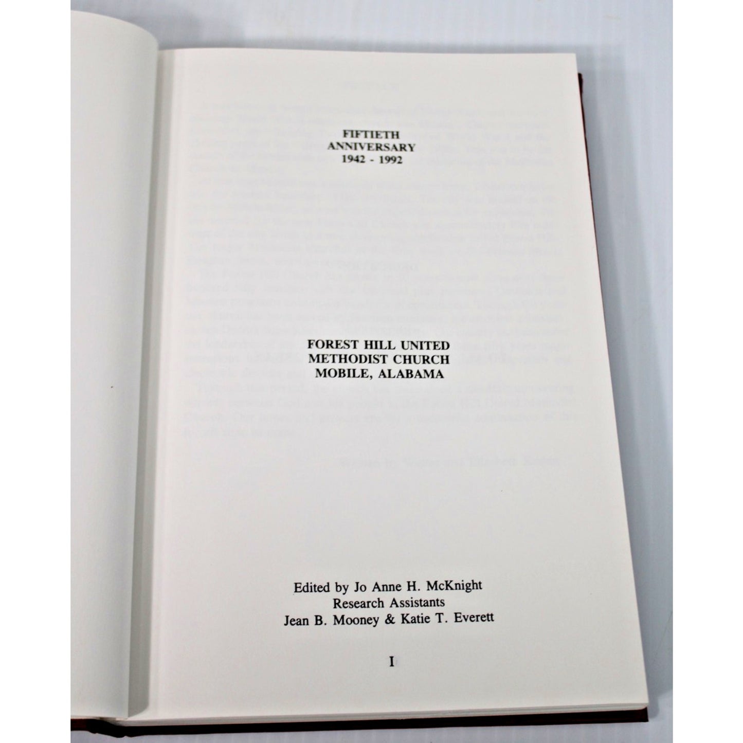 Forest Hill United Methodist Church 1942-1992, 50th Anniversary, Mobile, Alabama